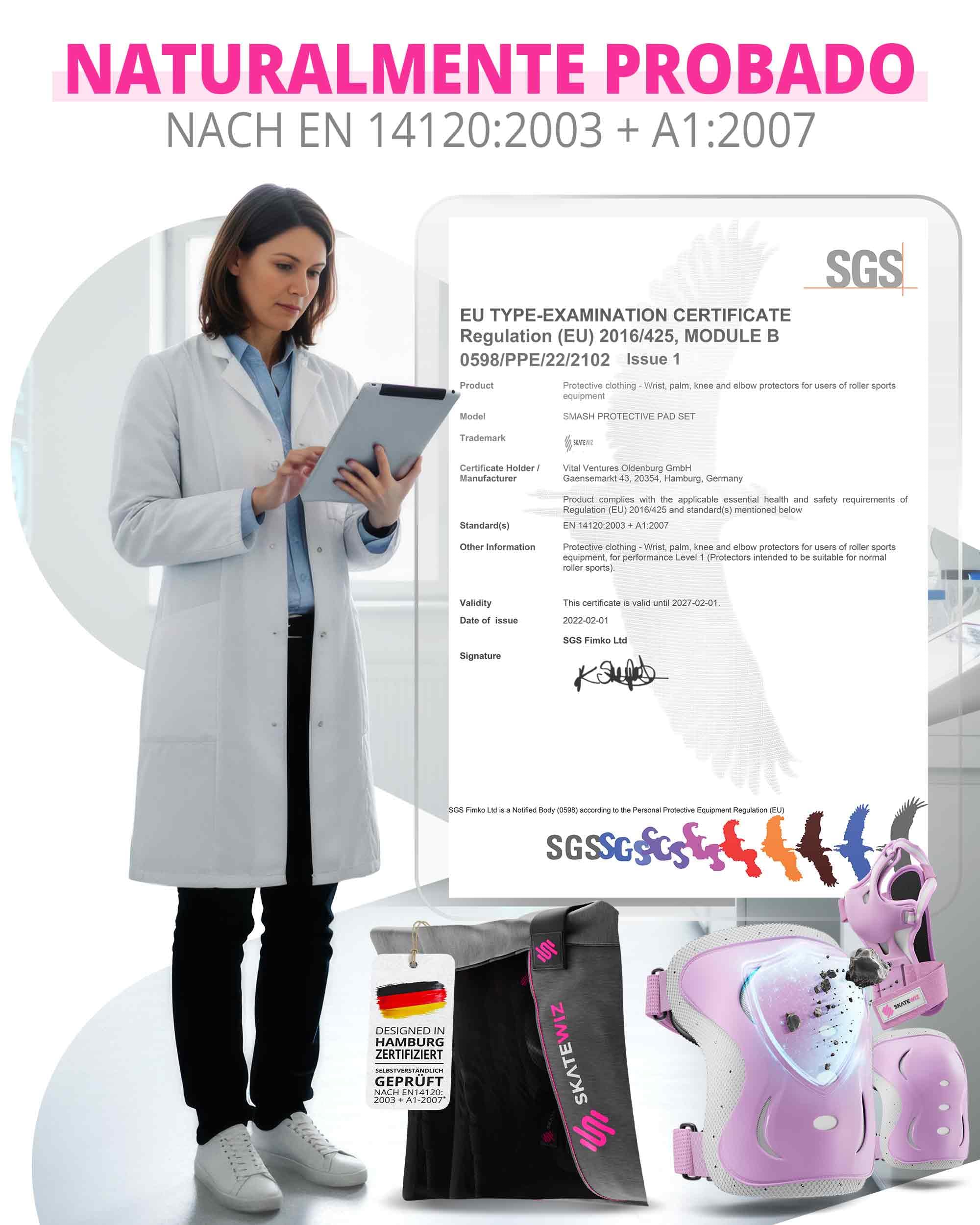 SKATEWIZ Protecciones Patines Set - Para Niño, Niña, Adolescentes y Adultos [6 piezas] con Rodilleras y Coderas Muñequeras - Protecciones Patines Niño - 5