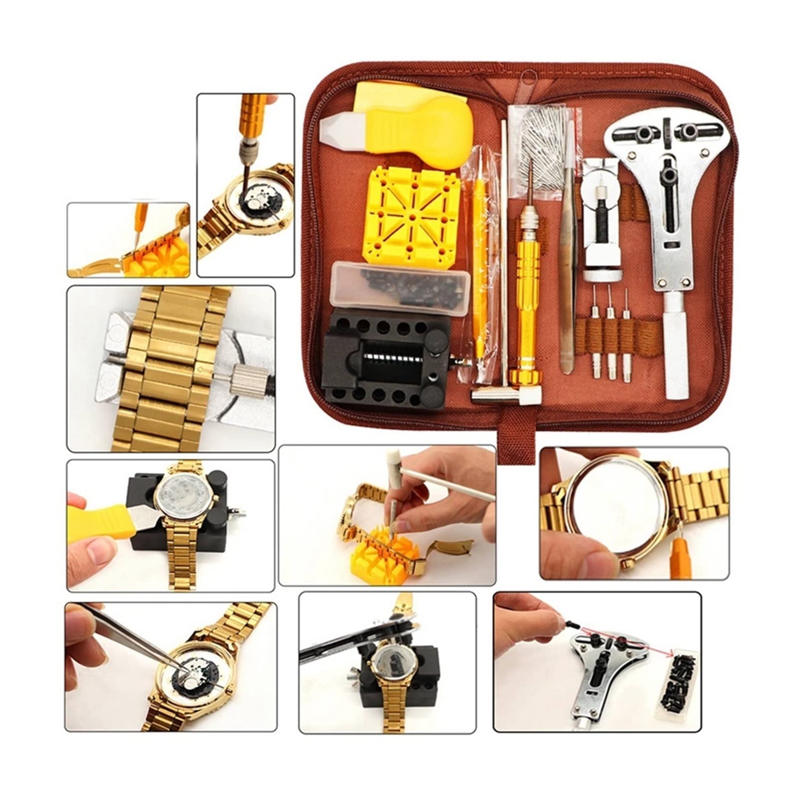 149 PCS Strumento per la riparazione degli orologi Kit di strumenti per la riparazione degli orologi Set di strumenti per la riparazione degli orologi e la sostituzione della batteria Strumento per la