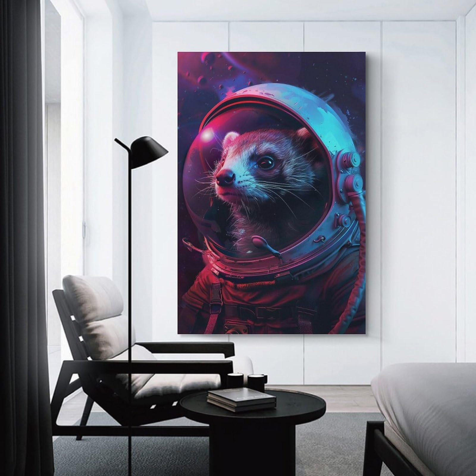 Junmoney Ferret Astronaut Canvas Wall Decor 20x30inch(50x75cm), for Feature Walls in Flats Or Modern Rooms, Decorative Artwork with Flexible Styling
