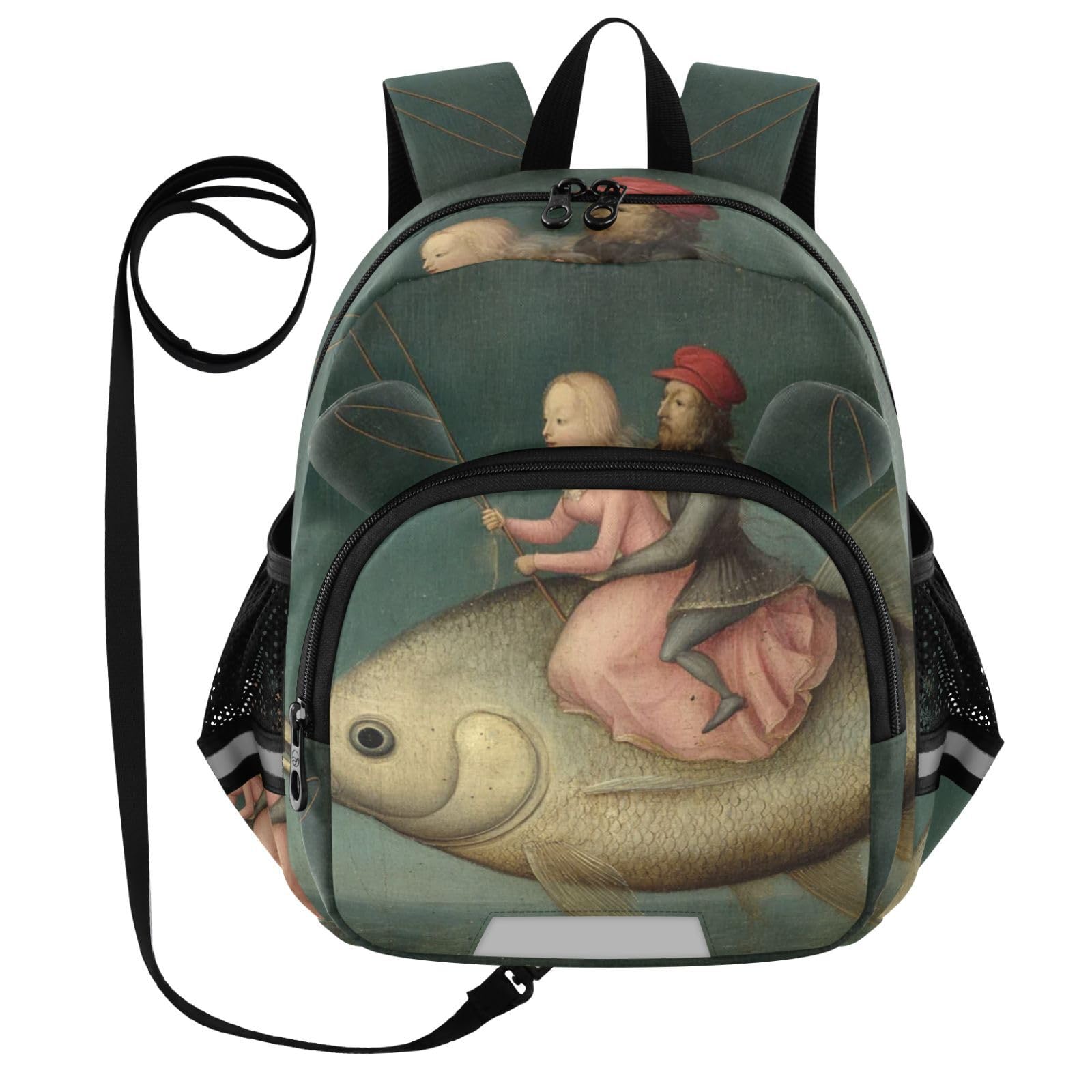 Couple Riding Carp Teal Toddler Harness Backpack for Boys Girls 3-6 Years Kids Backpack with Anti Lost Safety Leash Baby Harness Bookbag for Preschool Travel Walking