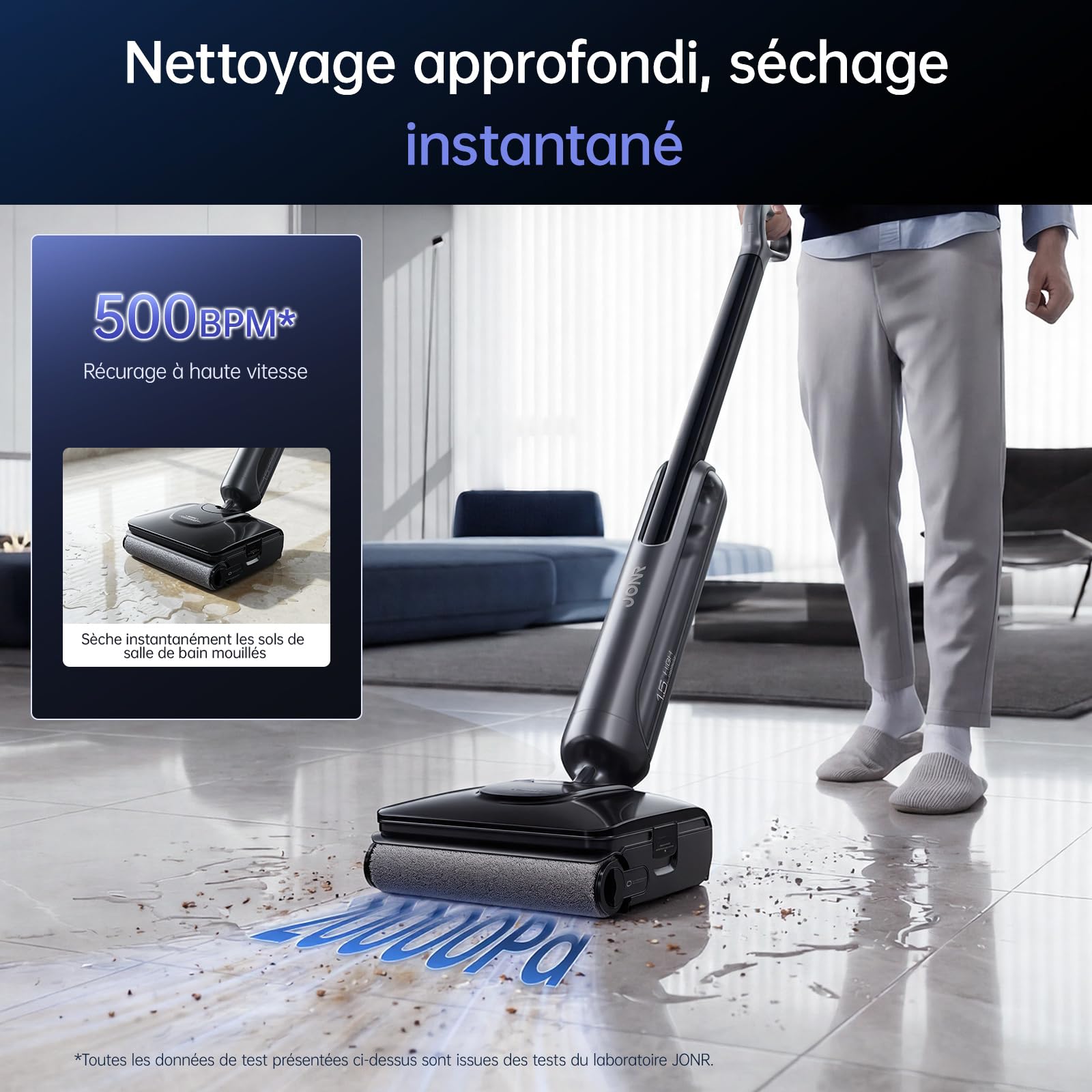 JONR Aspirateur Eau et poussière 20 000 Pa H2, Design innovant sans Odeur, réservoir d'eau Extra Large de 1500 ML avec Plat à 180° (Puissance d'aspiration et Puissance d'eau Non réduites). (S)