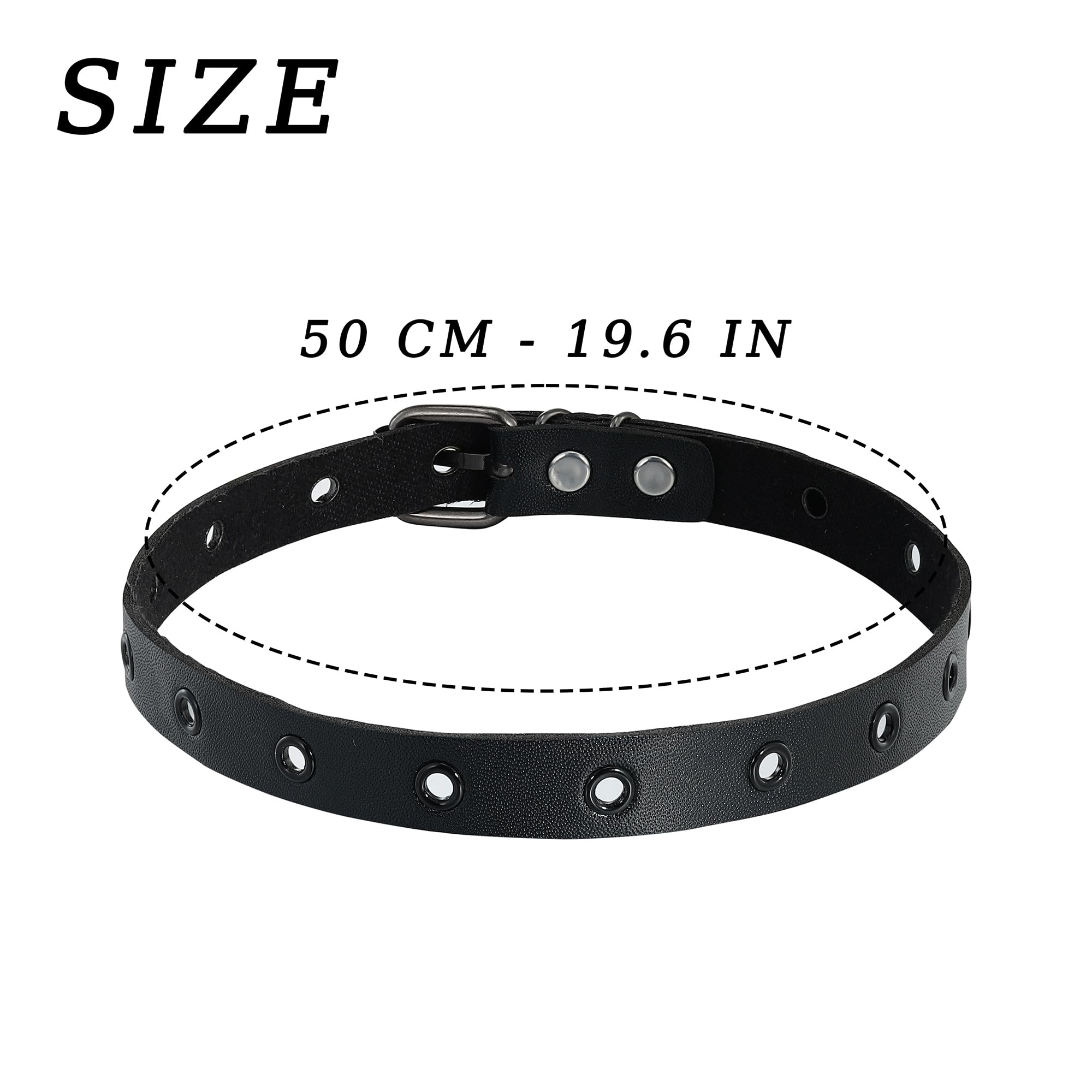 Manfnee Cool Punk Gothic Collar for Women and Men Black PU Leather Vingate Necklace Adjustable: B2