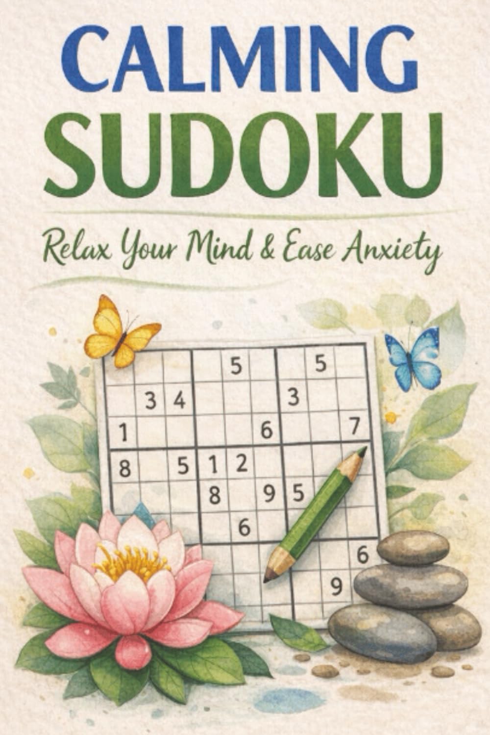 Calming Sudoku Puzzle Book: Sudoku Puzzles for Anxiety | Help Relax Your Mind & Ease Anxiety | 6X9 Inches, 110 Pages | 50+ Puzzles | Solutions Included