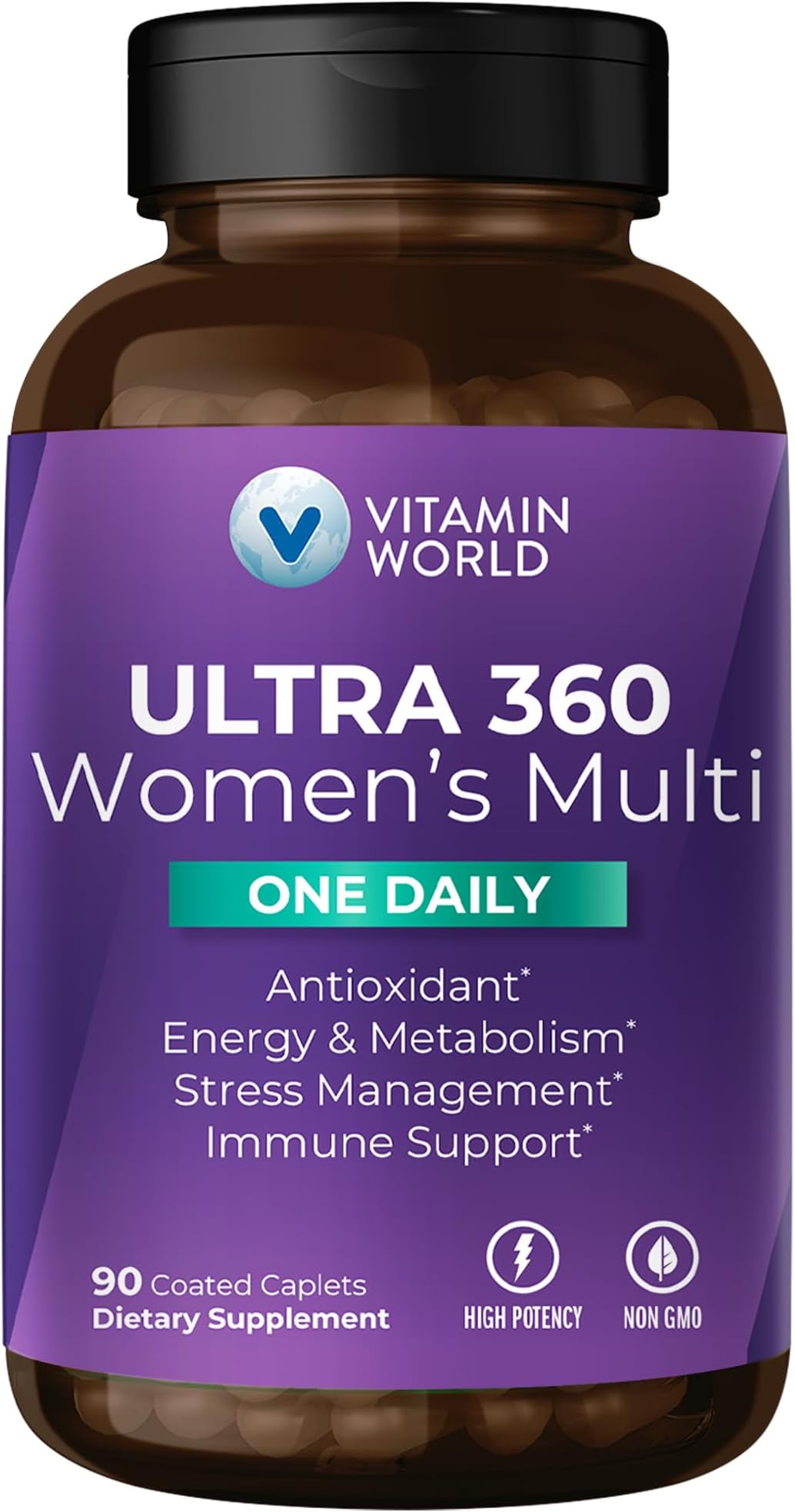 Vitamin World Ultra 360 Multivitamin for Women One Daily, Women's Multivitamin with Collagen, Ashwagandha & Antioxidants, Supplement with Vitamin A, B, C & D for Energy & Immune Support, 90 Caplets