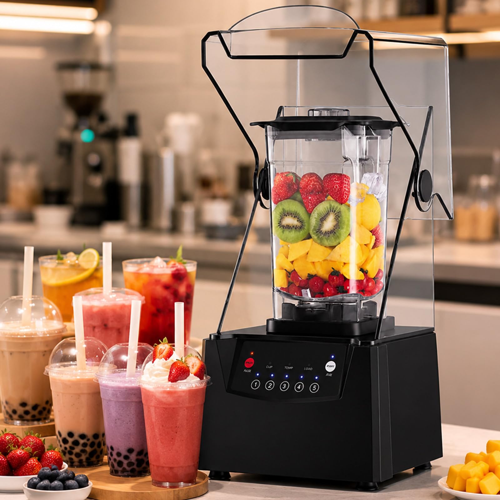 SHUMIAO Professional Countertop Blender, 2200W, 2L Jar, 5 Preset Programs