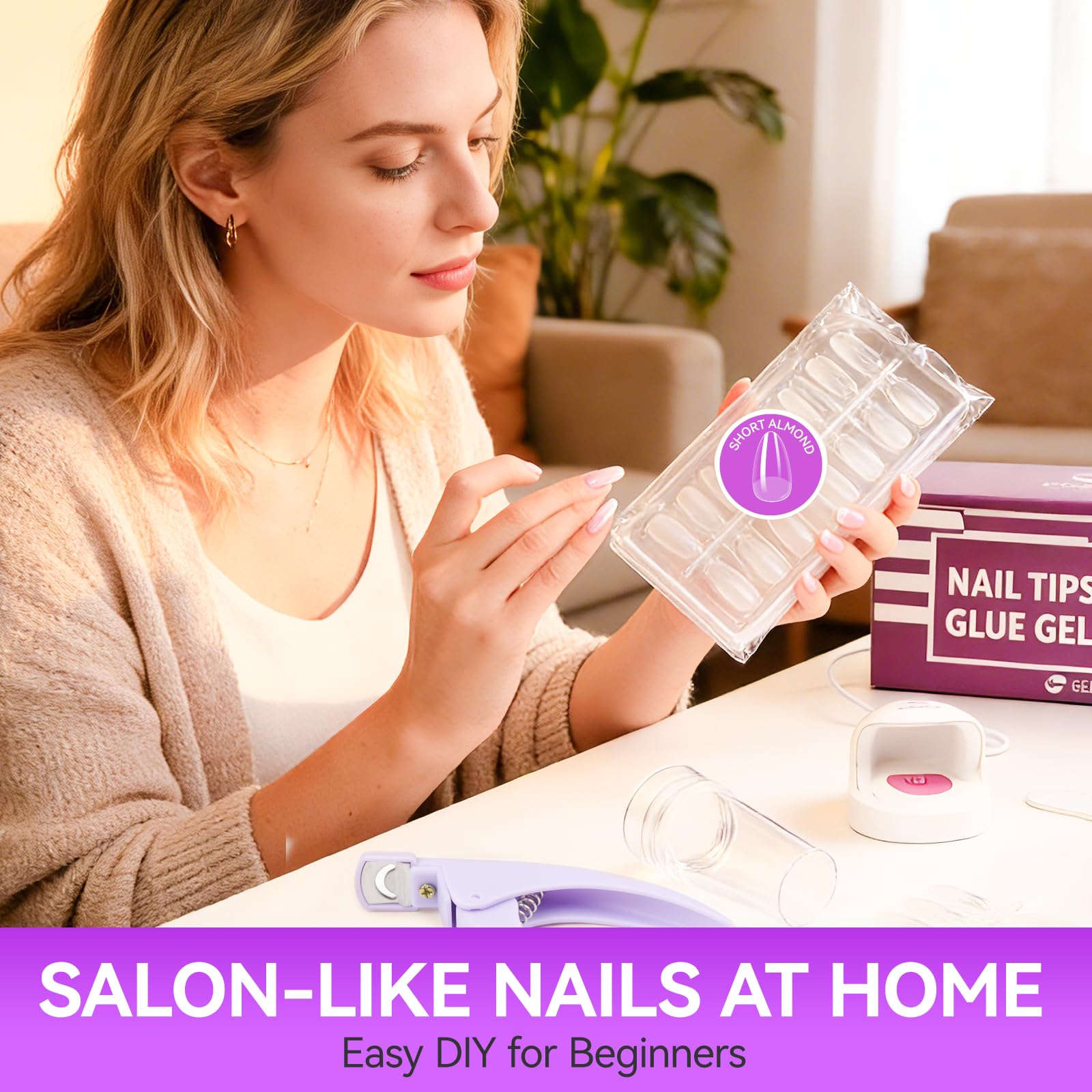 Nail X Extension zestaw tipsów i kleju do paznokci - Gelike Soft Gel Full Cover Nail Tips 240 szt.