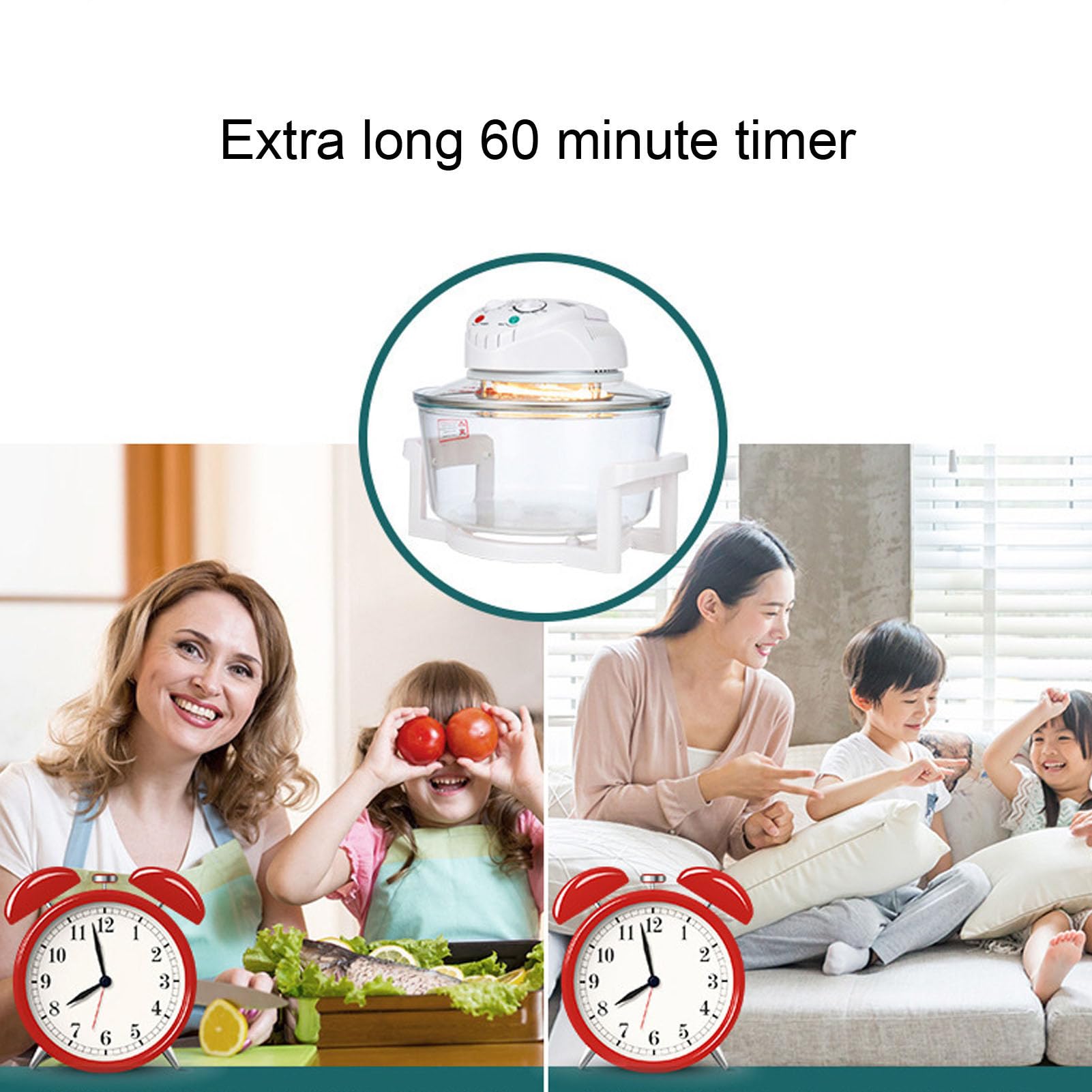 Fritaire - Orange Air Fryer, Non-Toxic Airfryer for 3-5 People with 360 Visibility, Easy Self-Cleaning, Teflon and BPA Free, Vortex for Even Cooking, Rotisserie, Roasting, Baking