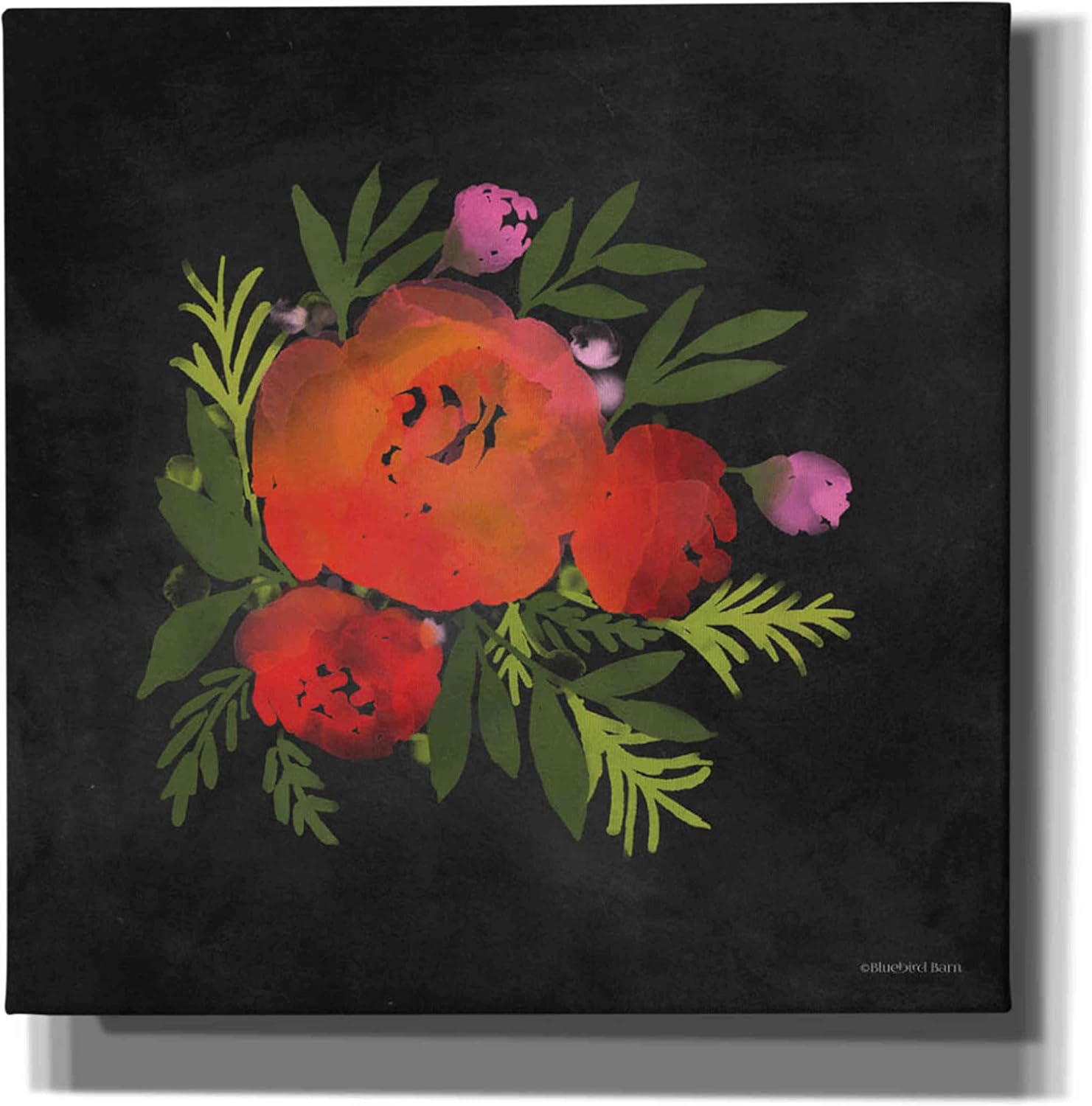 Epic Graffiti 'Red Flower' by Bluebird Barn, Canvas Wall Art, 37"x37"