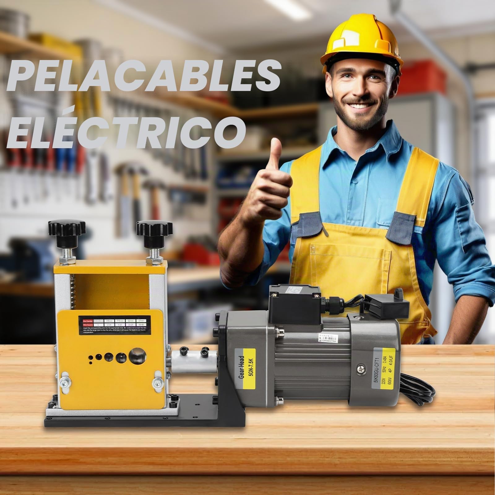Máquina pelacables para cable de 1-17 mm, pelacables manual eléctrico, pelacables de 5 hilos al mismo tiempo pelacables con cuchillas (amarillo C, 6 canales)