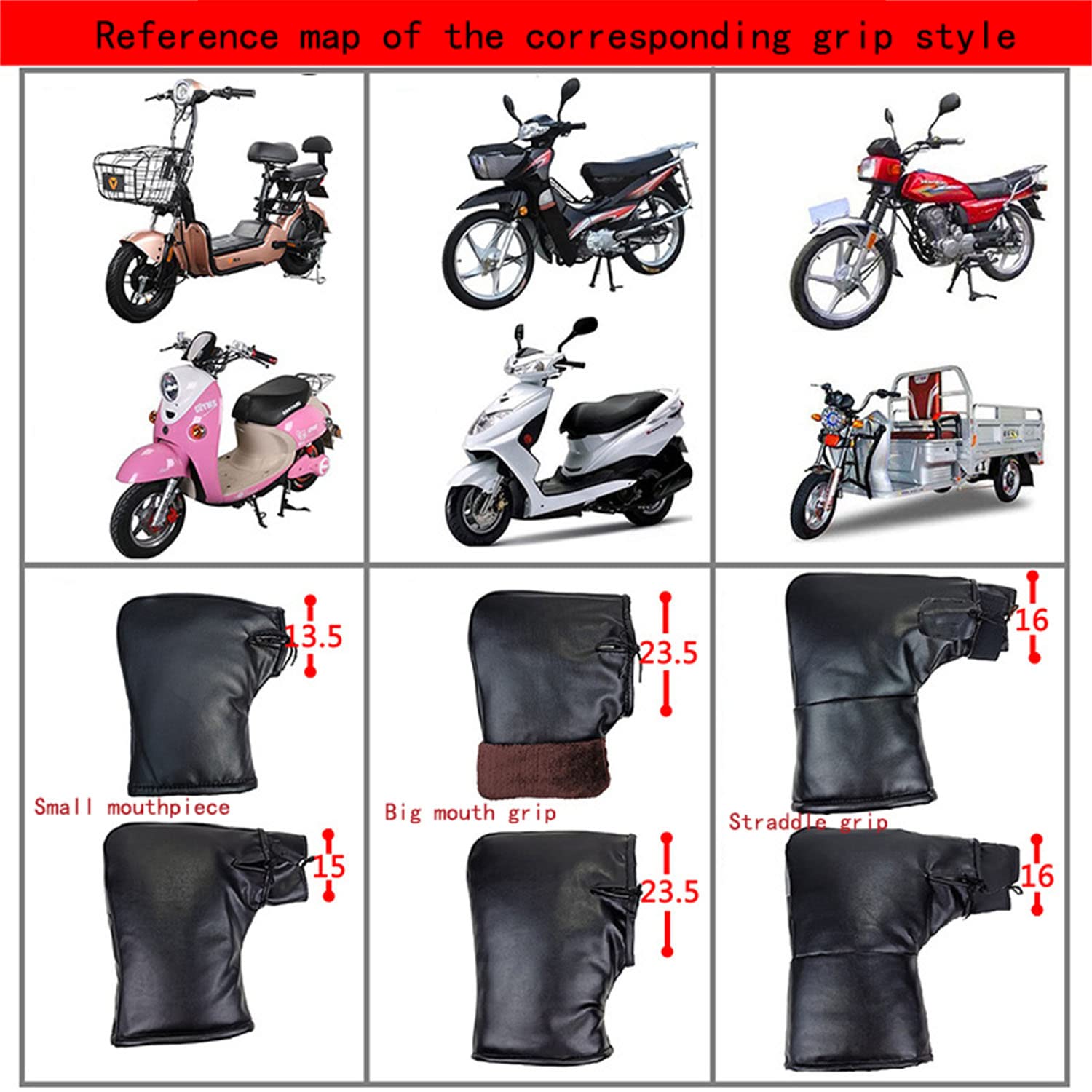 ZLZNX Manoplas De Moto Manillar Guantes De Ciclismo Guantes De Moto Protector Hecho De Cuero Artificial, Térmicos Y Antideslizantes para Invierno