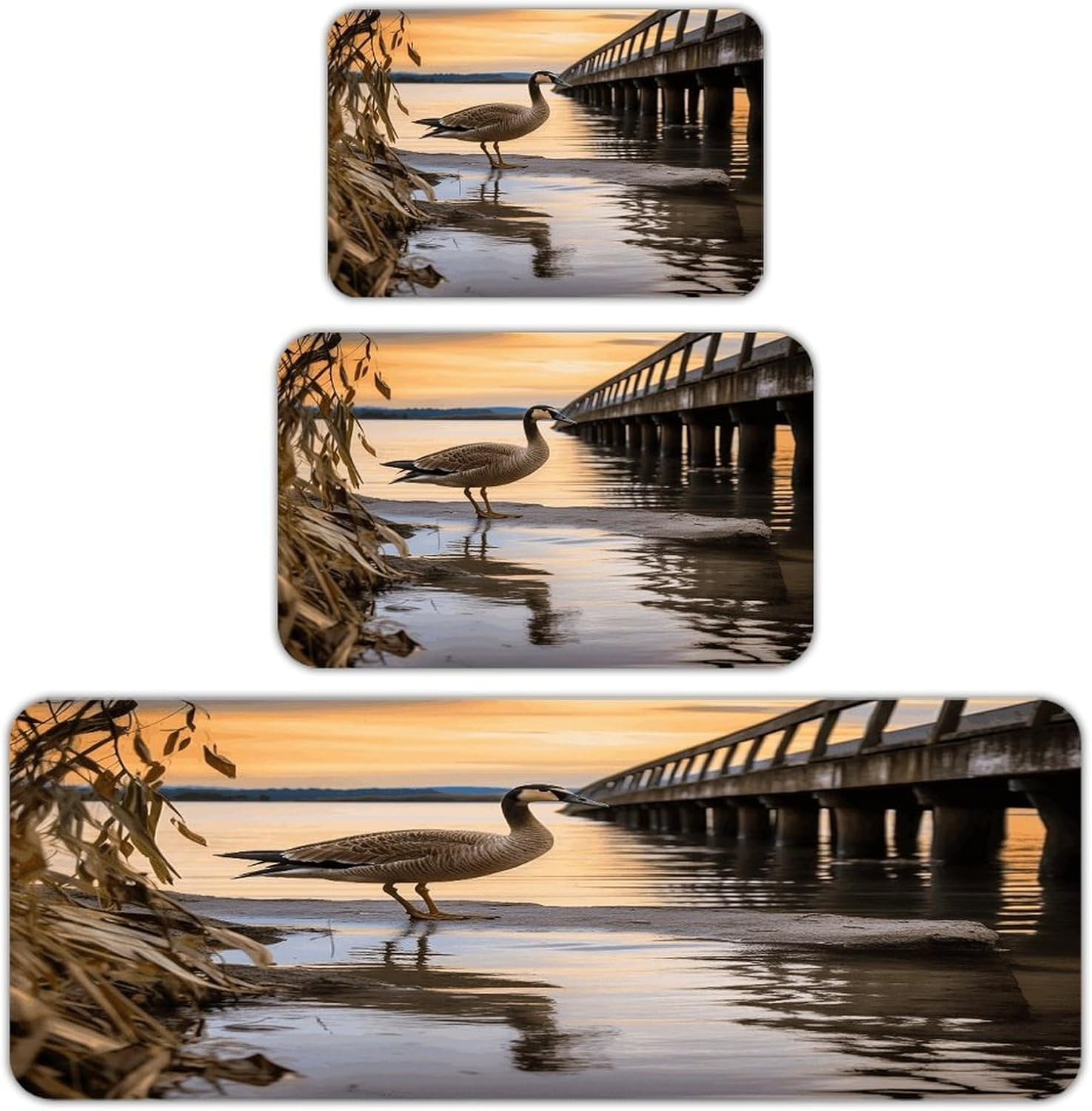 Wild Goose by The Bridge Kitchen Rugs Sets of 3 Non Slip Kitchen Mats for Floor Farmhouse Kitchen Sink Mat Thick Comfort Standing Mat for Laundry Room Hallway Bathroom