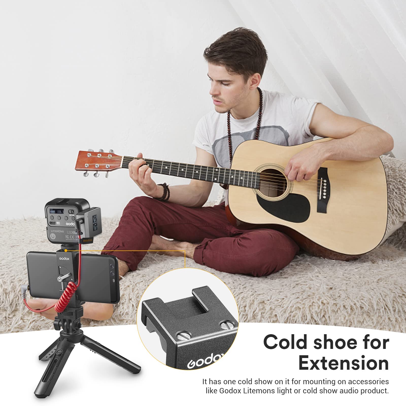 Support Smartphone Godox MTH03 - Clip Sécurisé, Léger, Compatible Trépieds Et Accessoires Vlogging