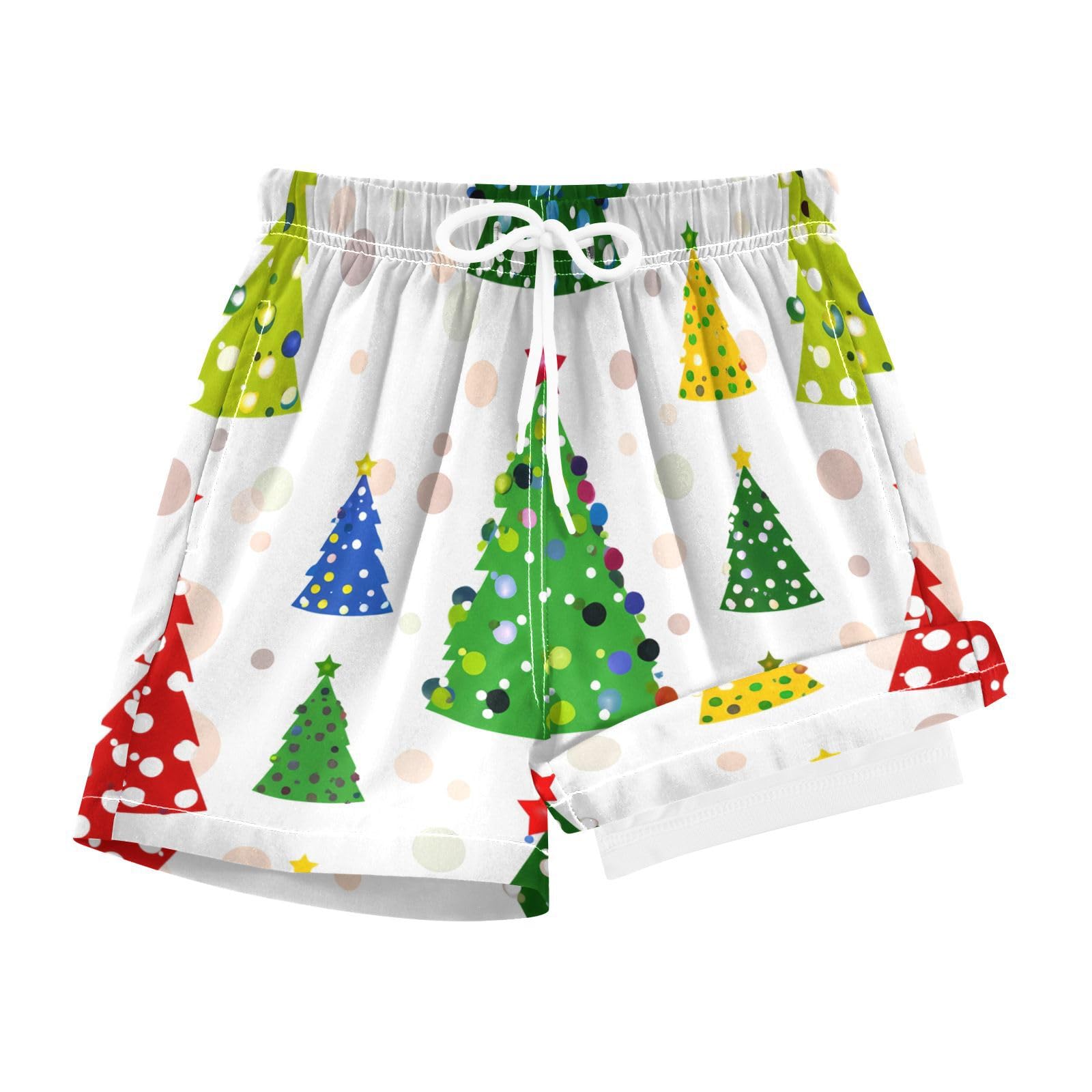 YANENDIE Boy Swim Trunks with Compression Liner Christmas Tree Boys Swim Shorts Quick Dry Beach Shorts