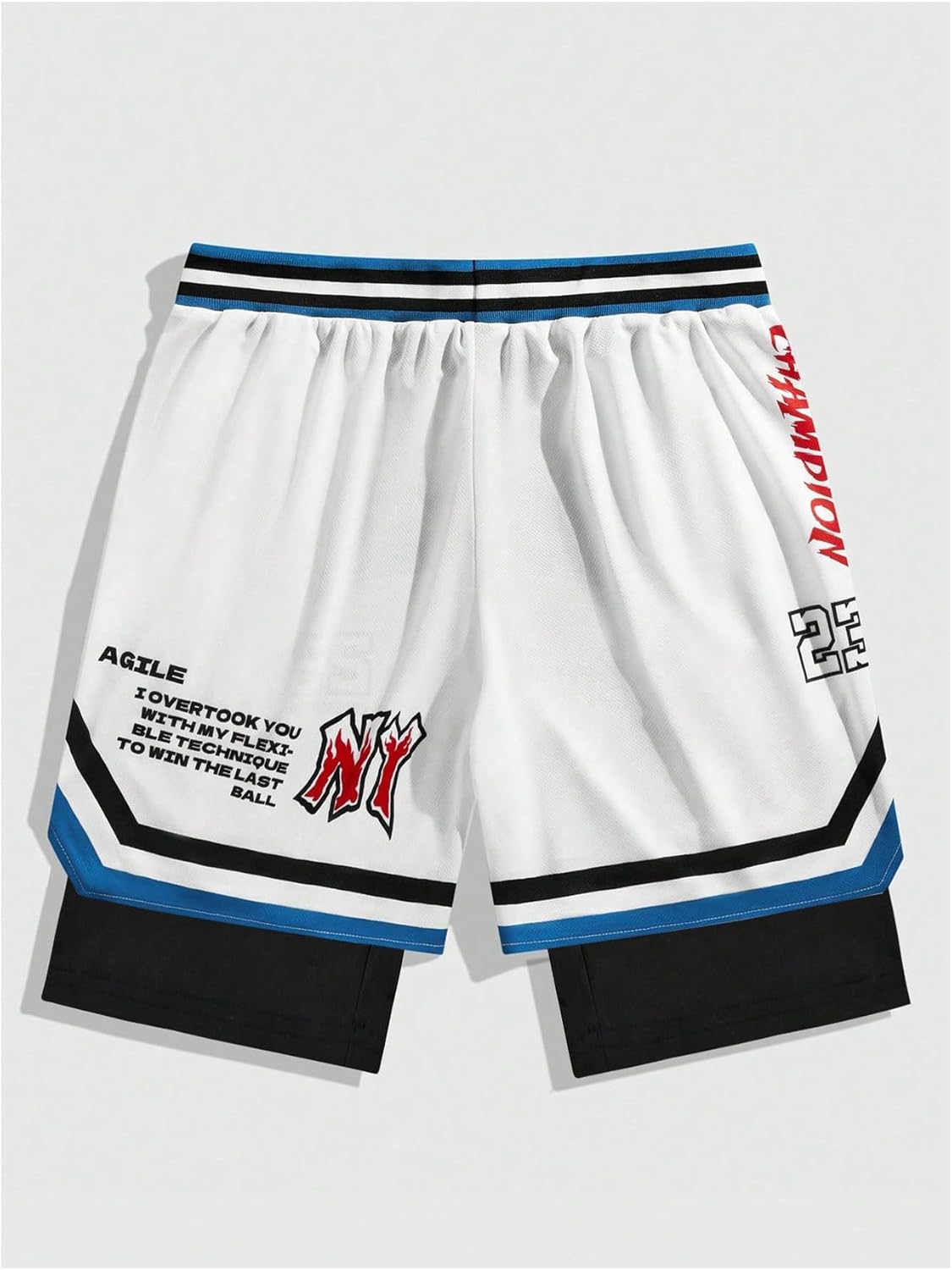 Men's Y2k Basketball Shorts with Liner Striped Graphic Drawstring 2 in 1 Athetics Workout Gym Track Shorts - Image 2