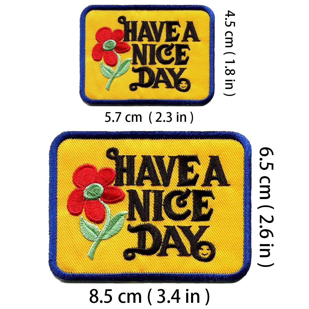 2 Pcs Have A Nice Day Flower Iron On Patches for Backpacks, Hats, DIY Sew on Applique Patch, Vintage Embroidered Patches for Repair Clothes, Jackets, Jeans