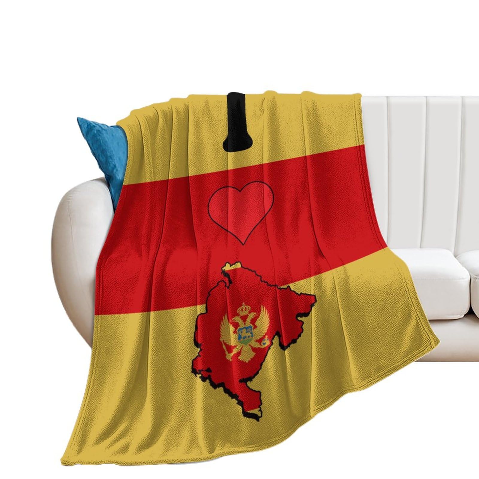 Couverture en flanelle drapeau Monténégro 178x203 cm pour lit et canapé