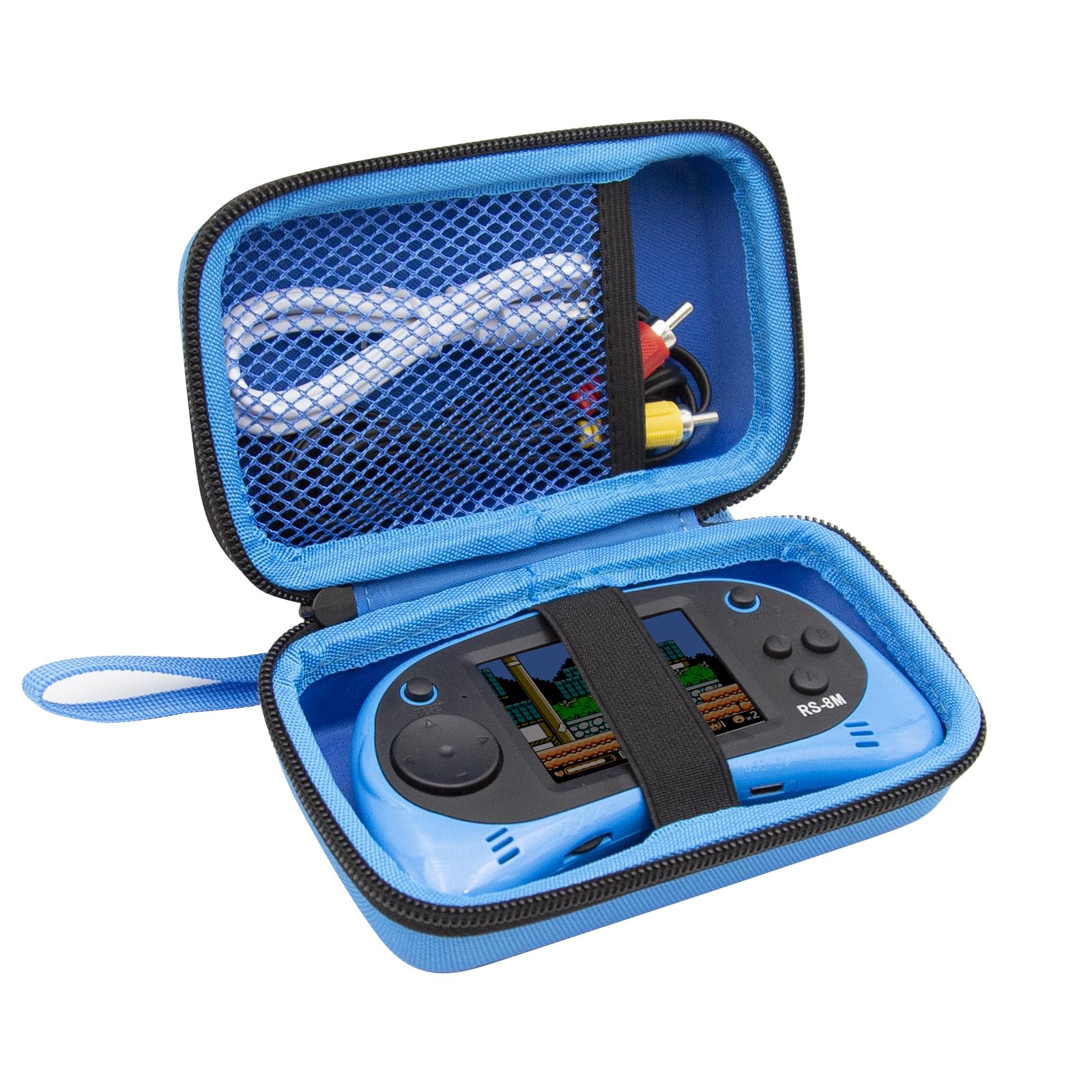 E-MODS GAMING Carrying Case for RS-8M Handheld Games Console - Protective Travel Box Portable Bag for QS4 Mini Games Player & Accessories (Blue)