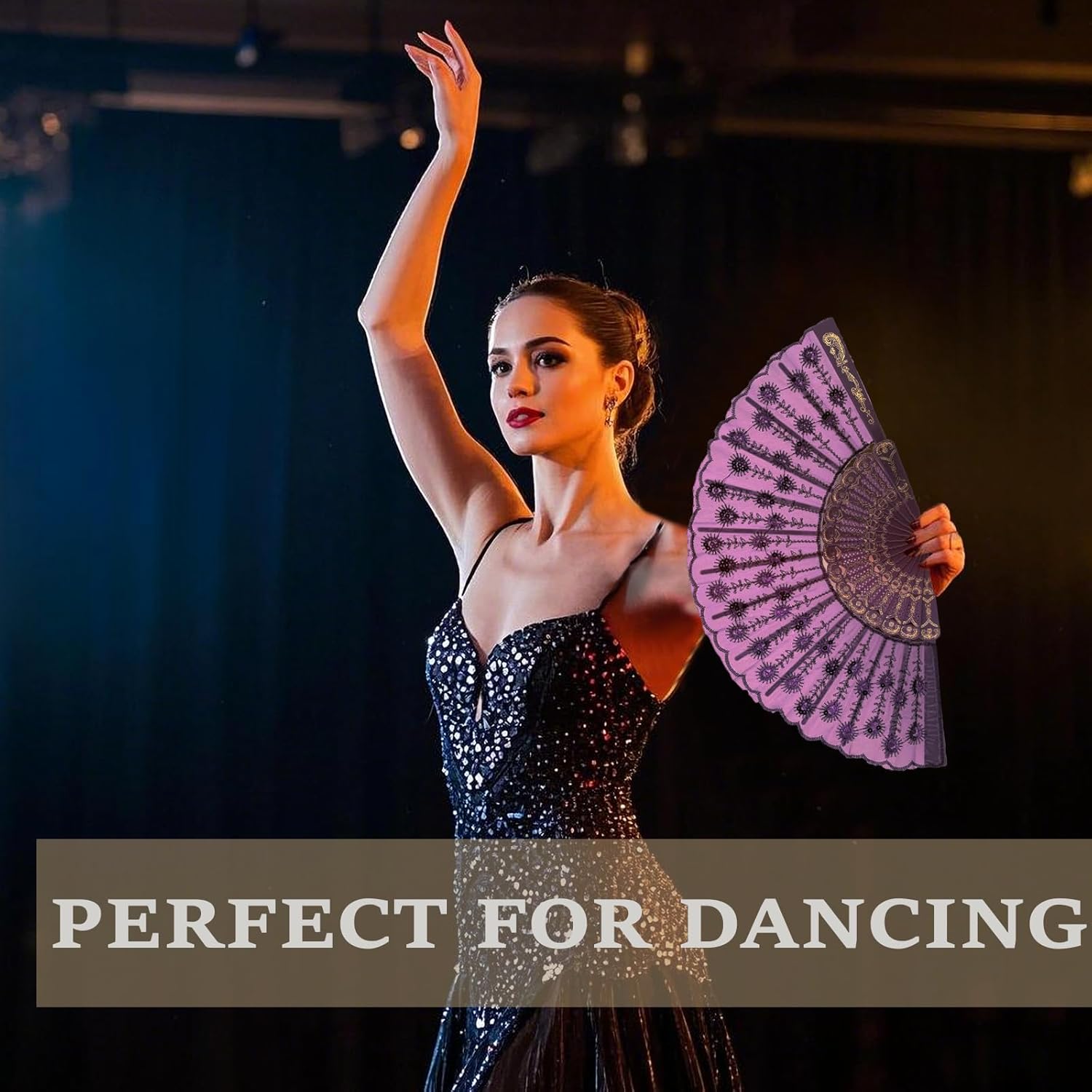 QIRMIZI 30 Pcs Handheld Folding Fan Spanish Hand Fans for Women Foldable Bulk for Party Wedding Church Dancing Music Festivals Carnivals EDM Events Decoration,Purple