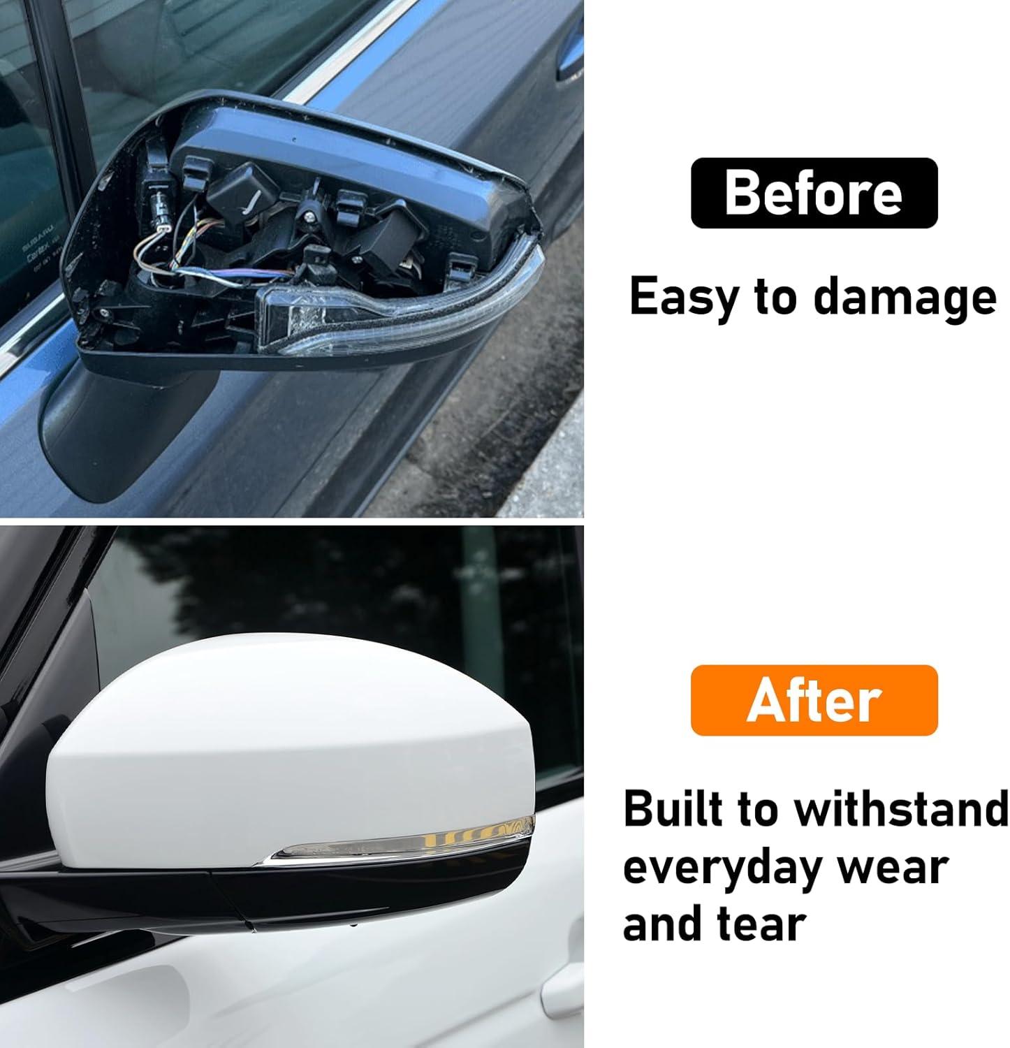 Moonlinks Compatible Range Rover/Sport/LR4/Discovery Side Mirror Cover Replacement 2013-2020, White Left Driver Side Clip-on Mirror Cap WITH Turn Signal, Replace for LR035092