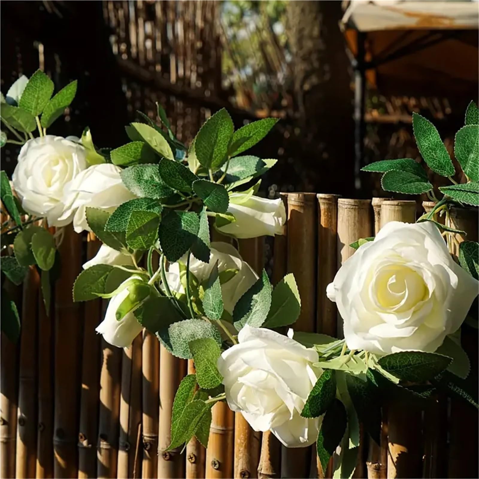 Künstliche Greenery Girlande künstliche Blumen, 3 stücke 19,5 ft Künstliche Blumengirlande Mit Weißen Rose, for Hochzeit Bogen Garten Hintergrund for Dekoration