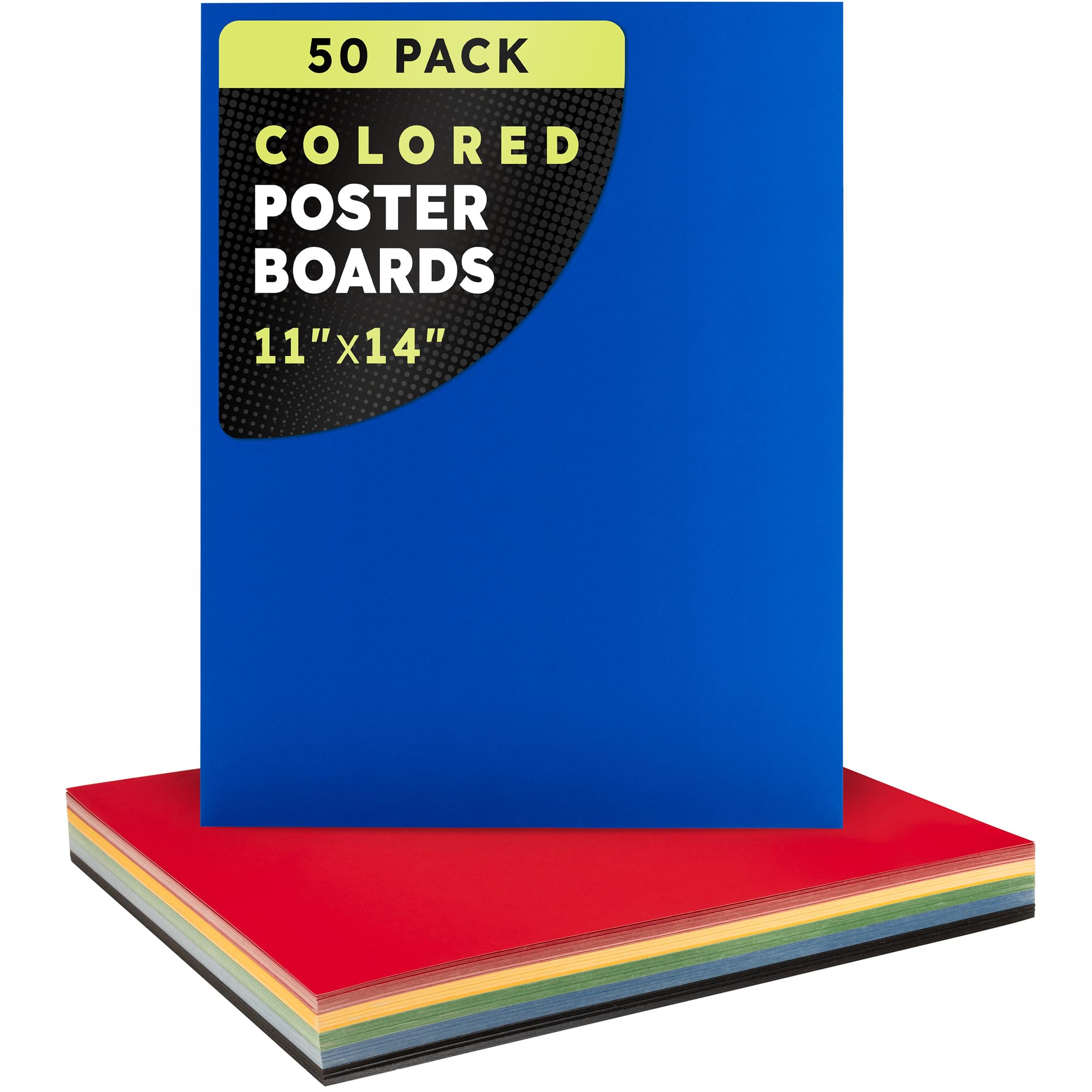 Hygloss Colored Poster Board 11 x 14, 50 Pack, Assorted Standard Colors