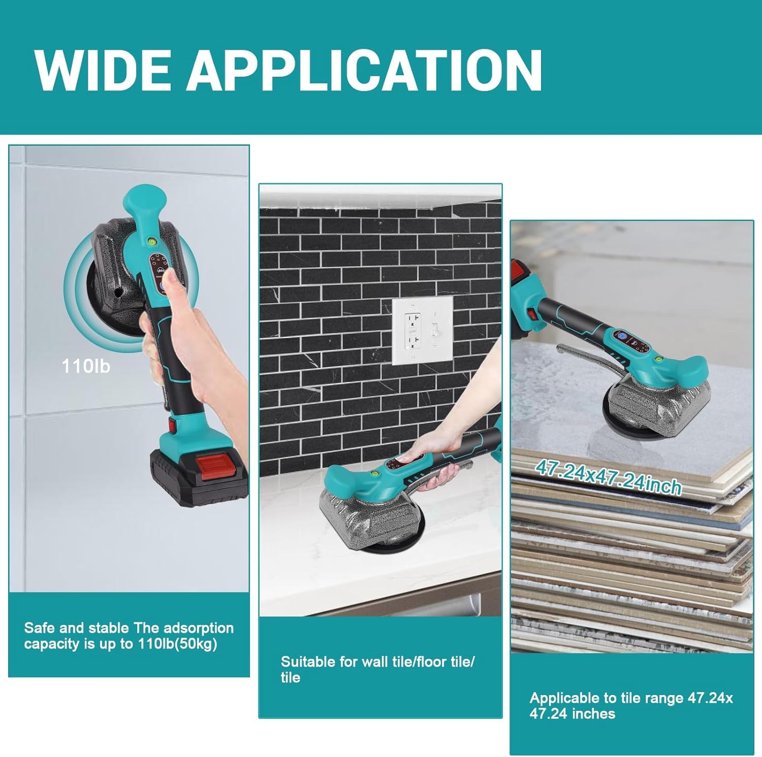 Machine Vibrante Carrelage,21V Machine de Carrelage pour Battery,5 Vitesses Réglable,Adsorbable 60 kg,Vibreur Carrelage est Livré Avec un Sac de Rangement (1 Batterie)