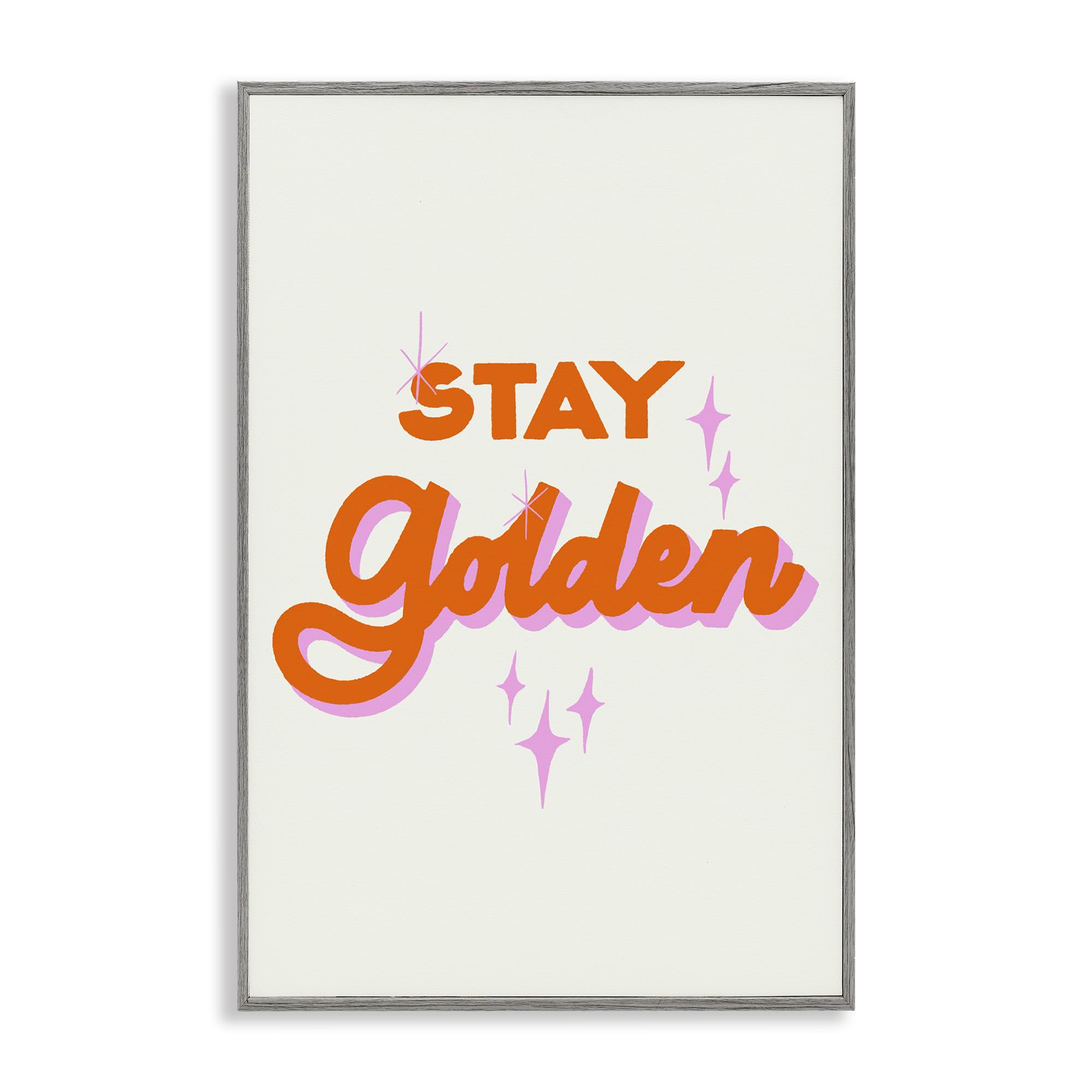 Stupell Industries 'Stay Golden Retro Letters', Framed Giclee Art, Gray, 12 x 18 Inches, Easy to Hang and Sturdy, Made in USA, by Indira Prieto | IndySign