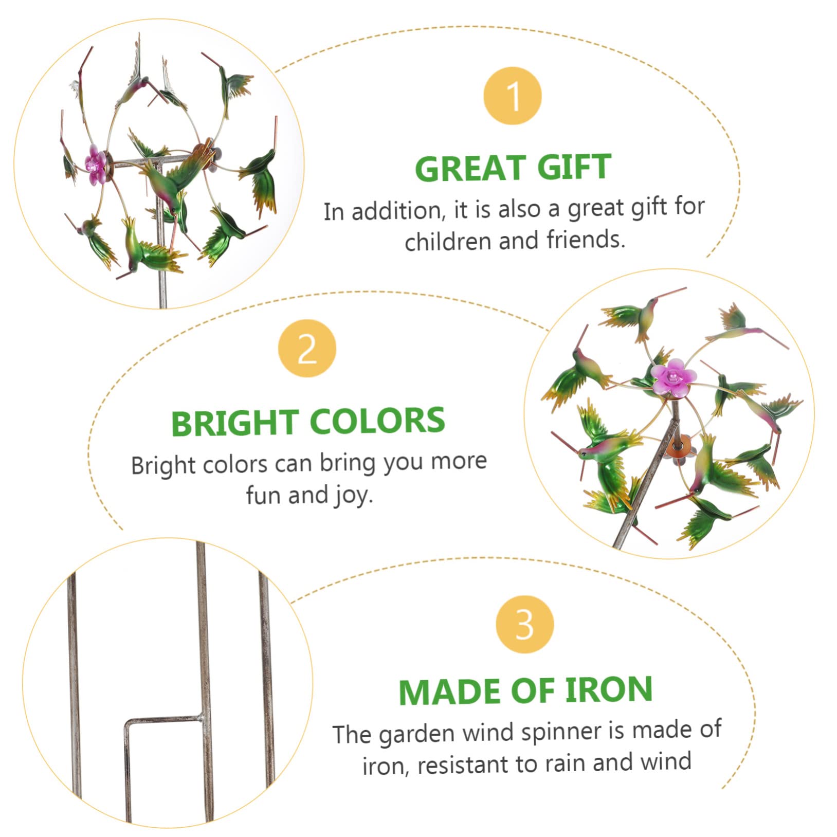 BESTonZON Windmühle Metall Garten Stake Outdoor Dekoration Windspiel Winddekoration Windornament Metallwindspiel