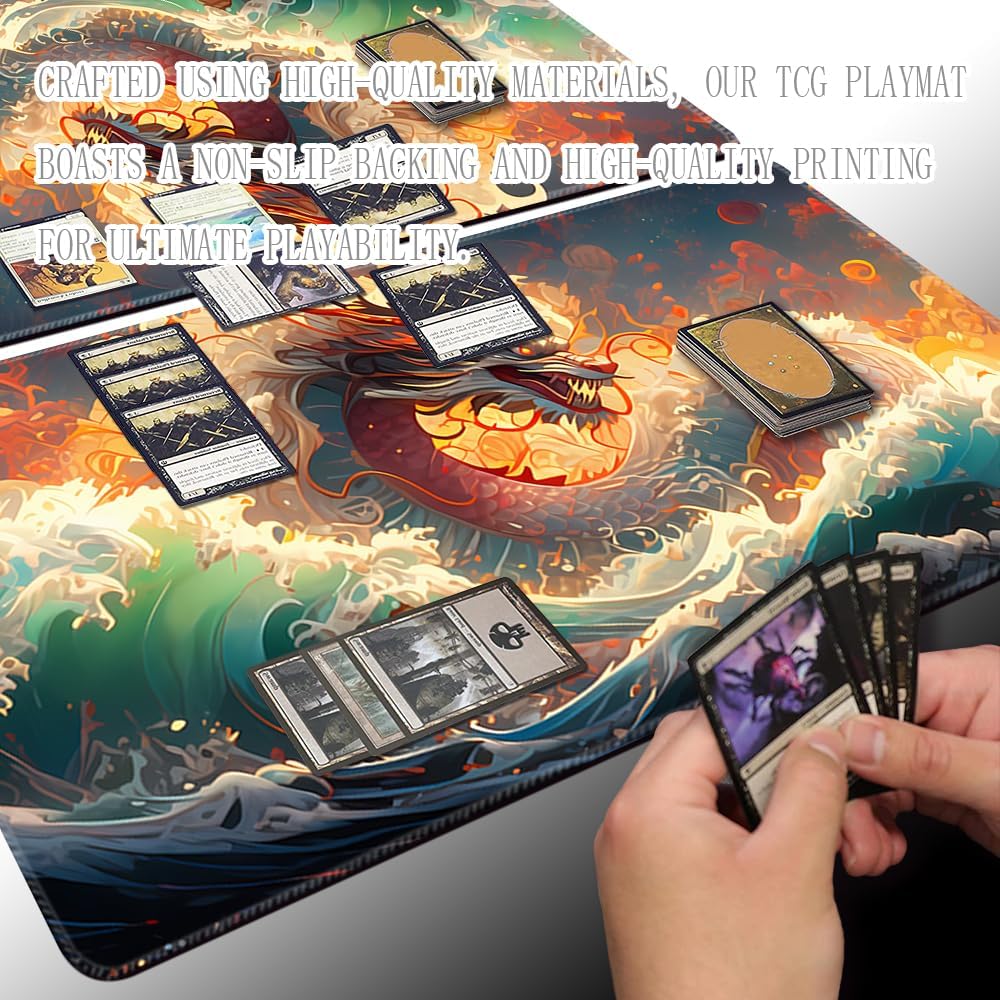 Board Game 14x24in MTG Playmat Compatible for OCG CCG RPG TCG Playmats (Sea Royal Dragon 1)