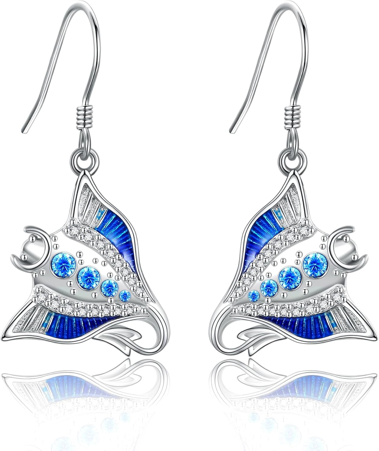 YFN Stingray Earrings Sterling Silver Stingray Dangle Drop Earrings Manta Ray Jewelry for Women Gifts