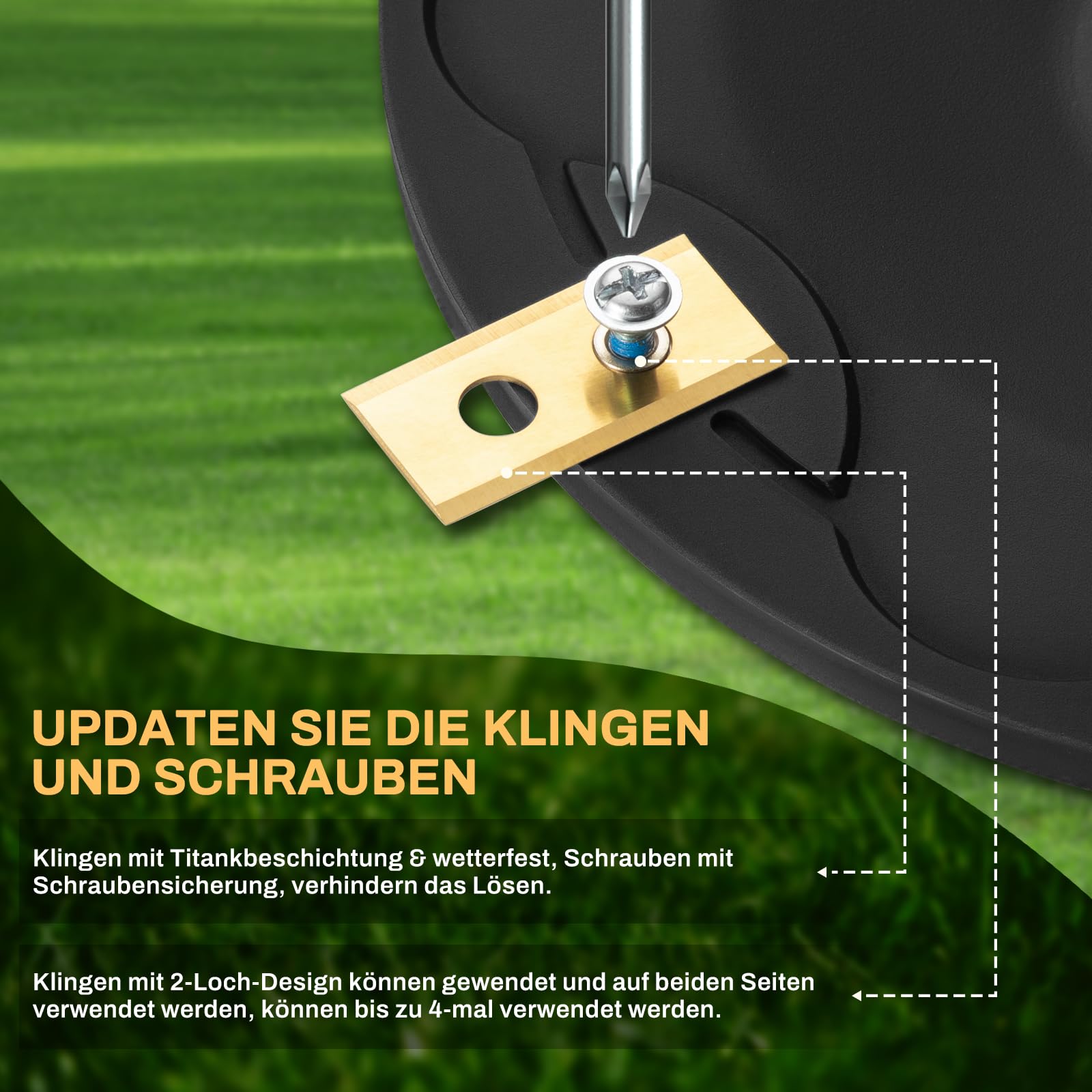 FourShow Messerteller + 6 Klingen Kompatibel mit ECOVACS Goat O500, O800, O1200, G1-800, G1-2000, G1, Mähroboter Messerscheibe Rasenroboter Drehscheibe