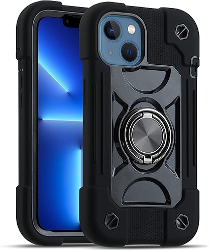 MARKILL Funda compatible con iPhone 14iPhone 13 de 6.1 pulgadas con soporte de anillo giratorio de 360 integrado, protección contra caídas de grado