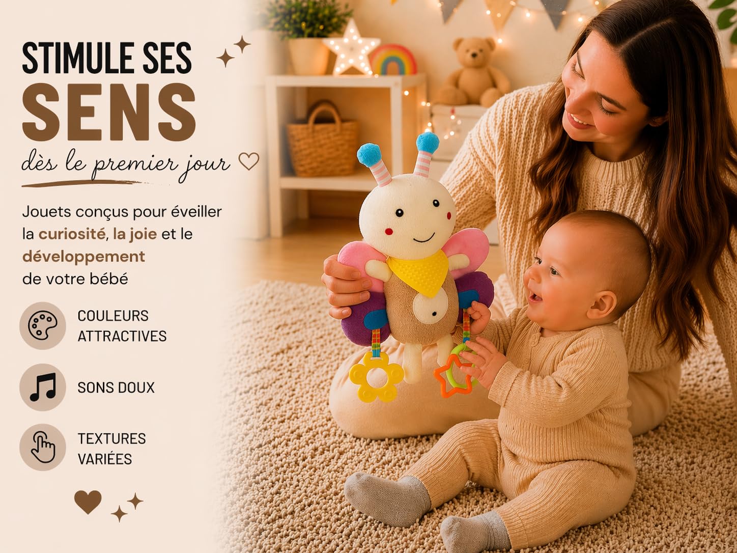 Coffret Cadeau de Naissance Bébé – Cadeau pour Nouveau-né avec Peluche, Hochet et Accessoires – Fille et Garçon (rose)