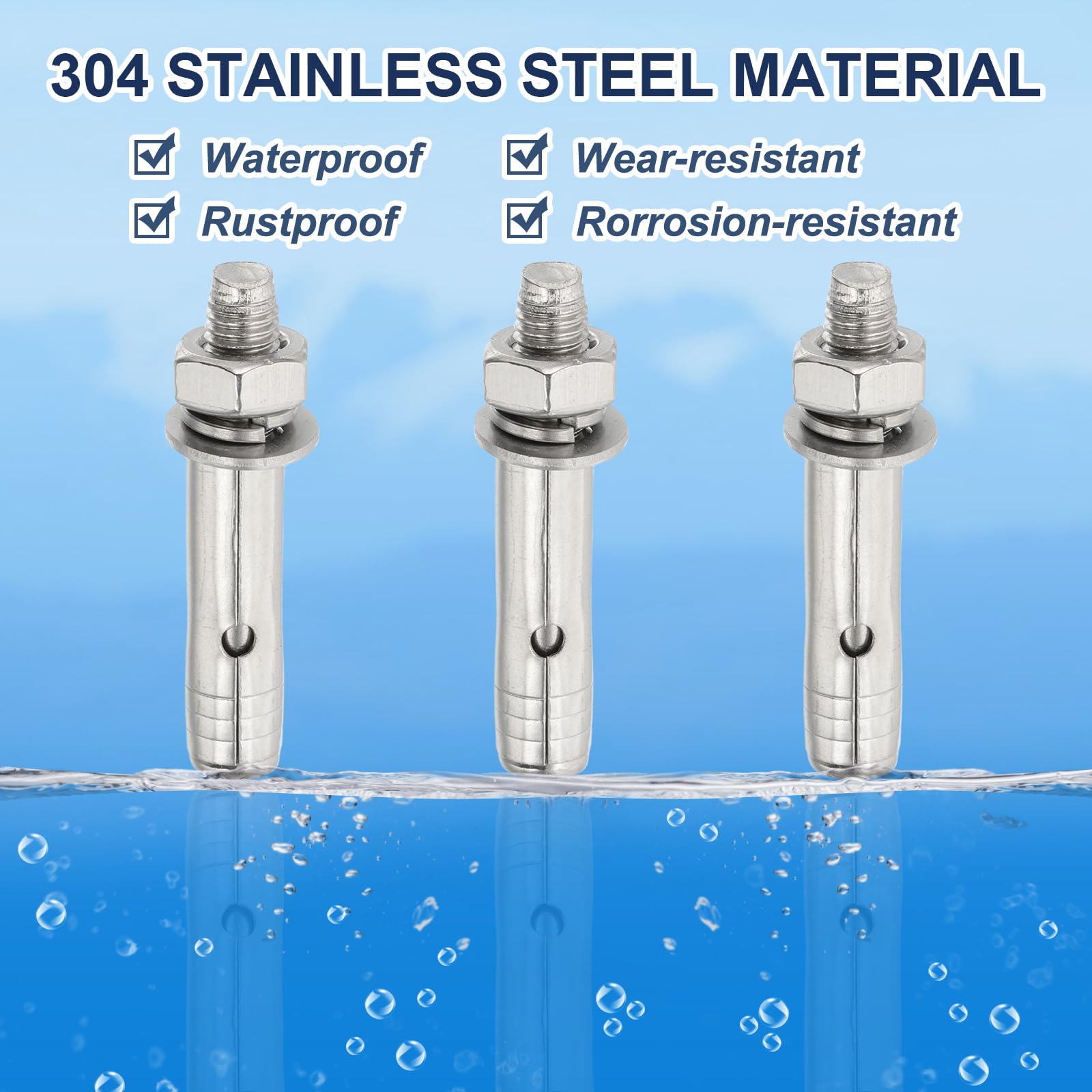 PATIKIL M10 x 80mm 304 Stainless Steel Expansion Bolts - Image 4