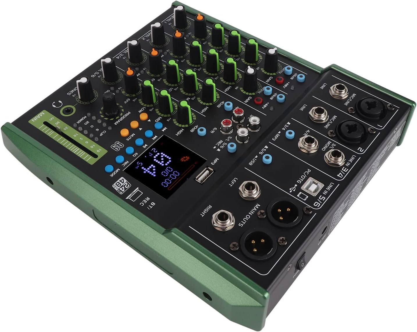SPYMINNPOO Digital Mixer, Metal Bluetooth 6 Channel Powered