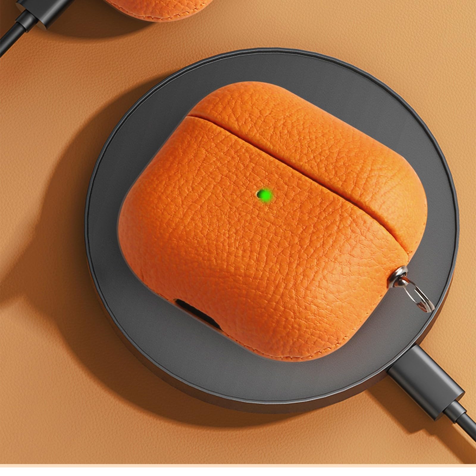 Generic Schutzhülle kompatibel mit AirPods 4/5. Generation (Farbe: Grau), Ledertextur, Schutzhülle, harte Vollabdeckung
