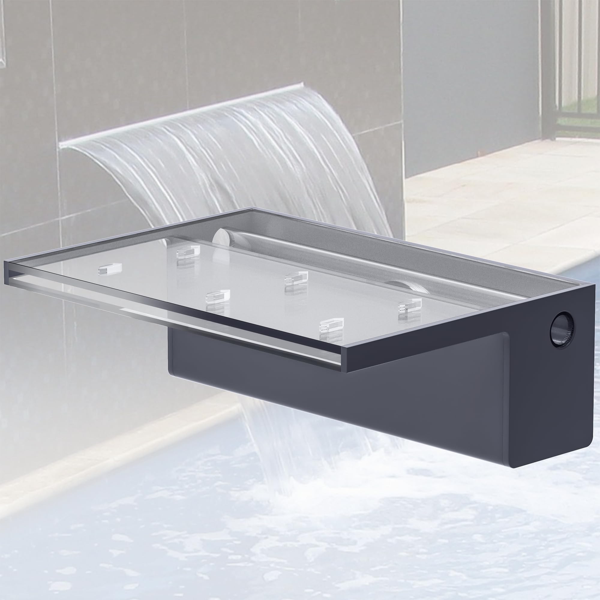 Teich Wasserfallklingen Set, 30 cm Acryl Poolfontäne mit Zubehör, Breite 20 cm Auslauf Wasserspiel Wasserfallkaskade für Garten Patio Teichdekoration