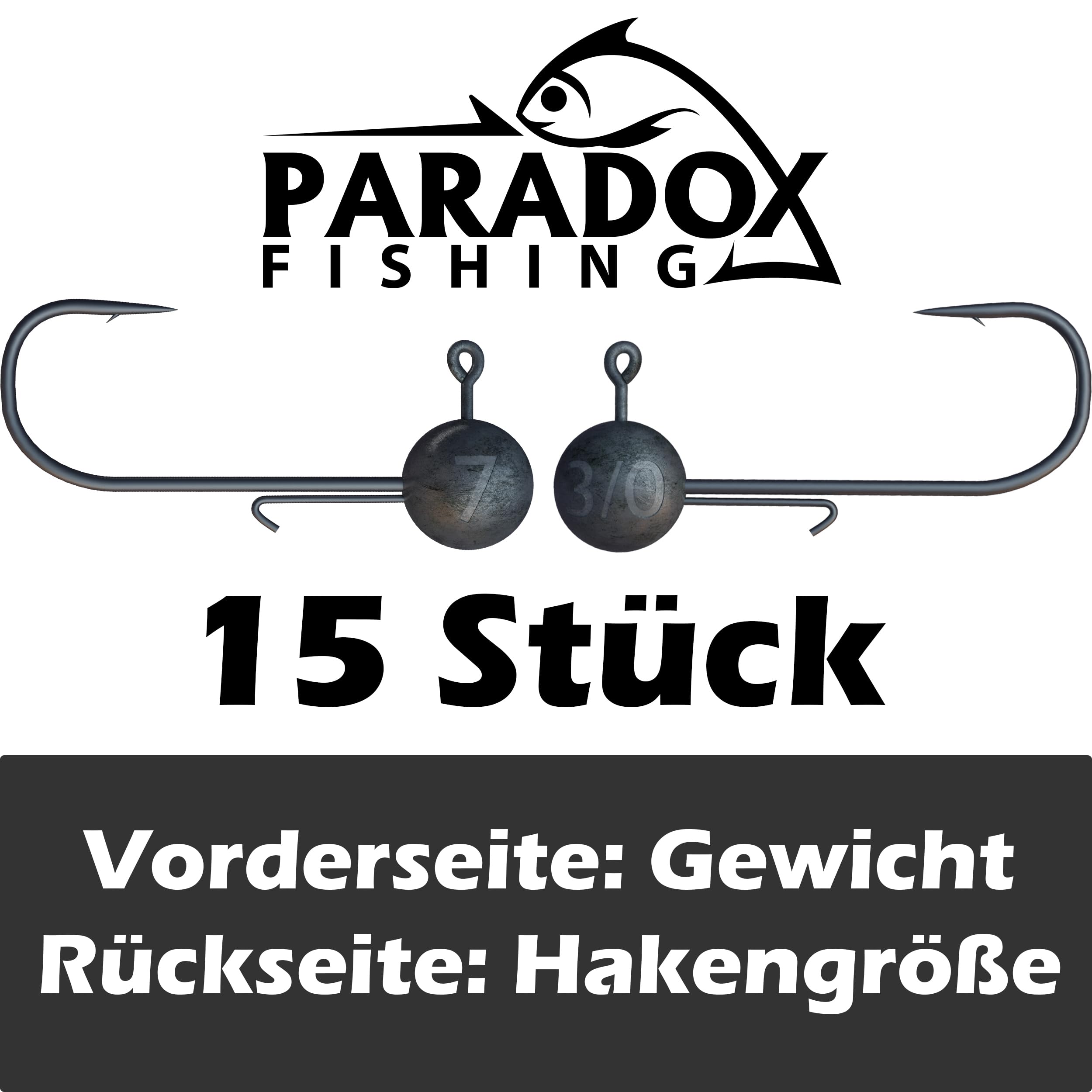 Paradox Fishing Zestaw głowic jigowych 2/0 3/0 4/0 5-28 g - 15/25 szt. - gumowe głowice jigowe z jigowcem do gumowych ryb, sandaczy, akcesoria wędkarskie