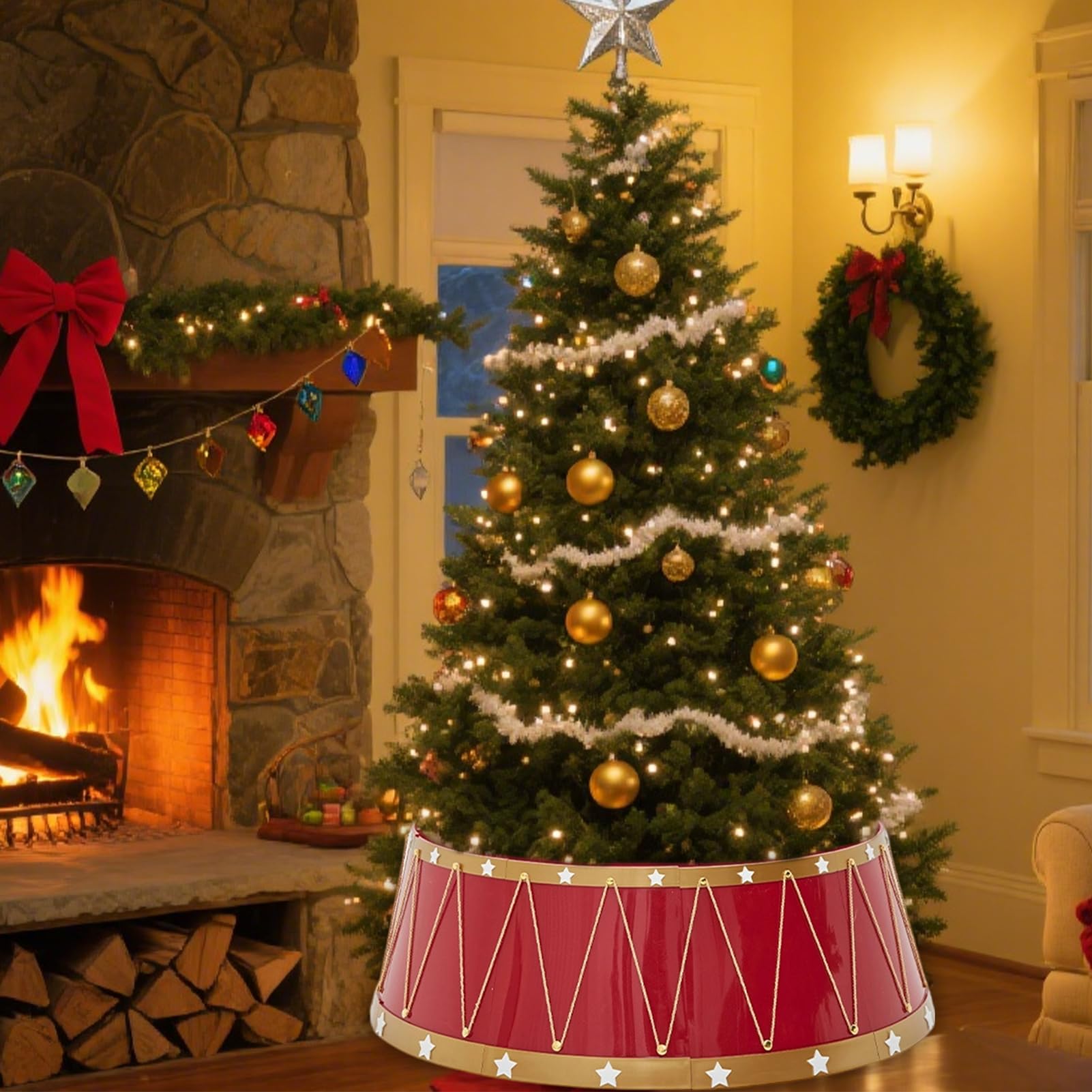 Copertura Per Albero Di Natale Artificiale 65cm Collare Gonna Supporto | Accessorio Natalizio per Interni Esterni Ingresso Giardino Ufficio Soggiorno Patio
