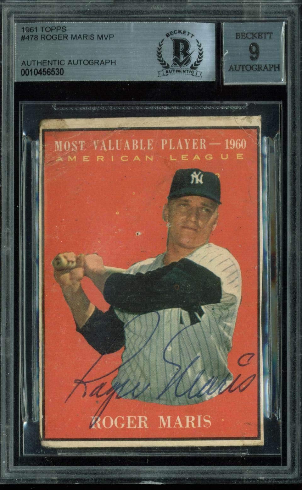 Yankees Roger Maris Signed 1961 Topps #478 Card Auto Graded Mint 9! BAS  Slabbed - Baseball Slabbed Autographed Cards at Amazon's Sports  Collectibles Store