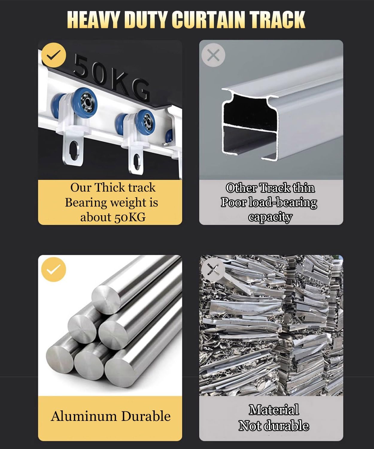 Gardienenschienenset Strapazierfähige, 70cm-600cm Deckenschiene, Aluminium-Vorhangschienen Für Badezimmer Büros Hotels Krankenhäuser (Color : D-Wall, Size : 400cm/13.1ft/4 * 100cm)