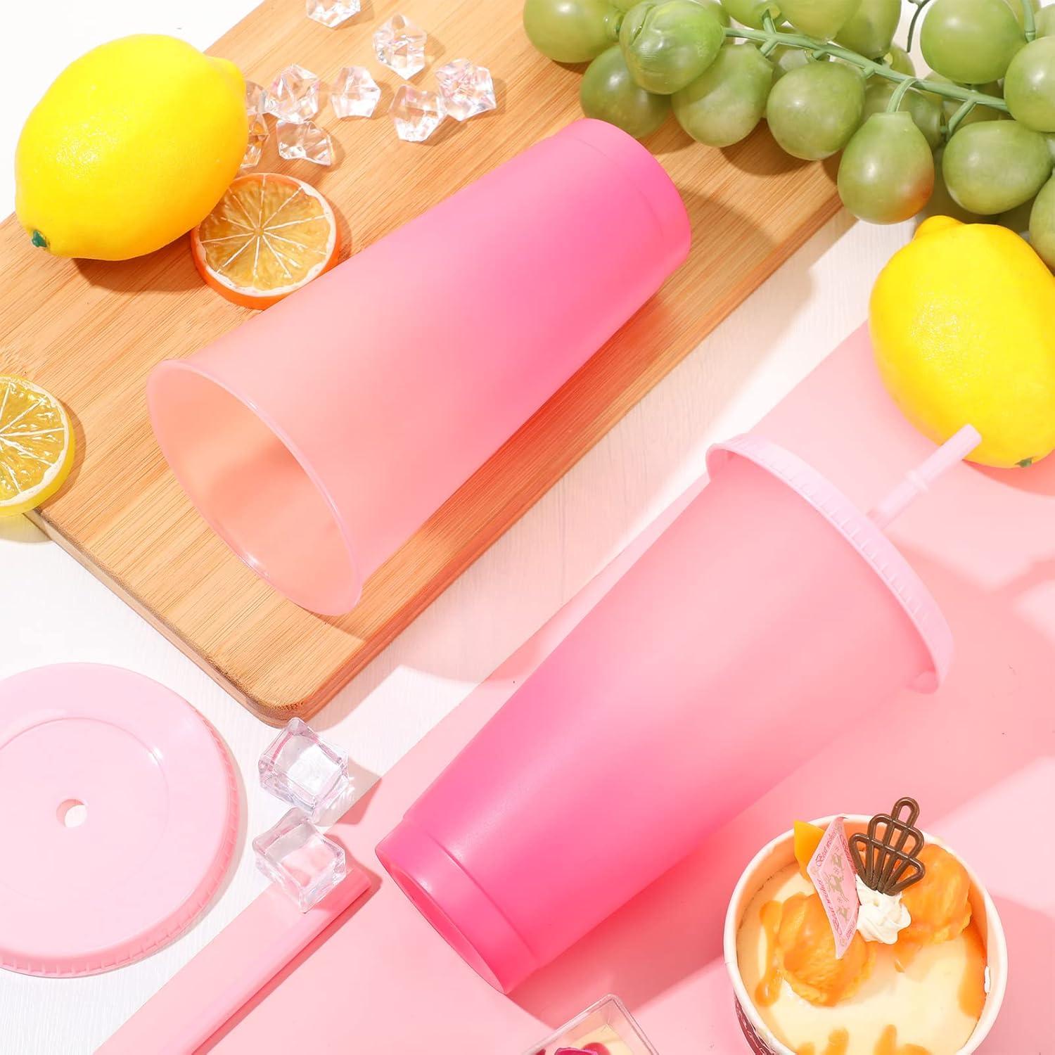 Lallisa 12 Pcs Valentine's Day 24 oz Plastic Cups with Lids and Straws, Galentines Day Reusable Cups Drink Water Bottle Travel Mug Iced Cold for Birthday Wedding Anniversary Bachelor Party Favors - Image 7