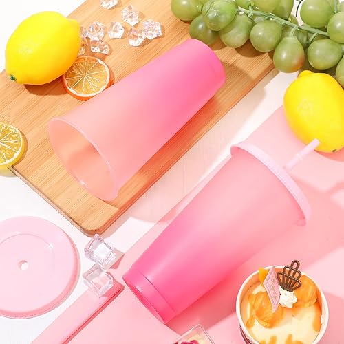 Vista 7 de Lallisa Reusable Cups with Lids and Straws 24oz Plastic Cups for Adults Plastic Drink Water Bottle Travel Mug Iced Cold Drinking Cup for Bachelor