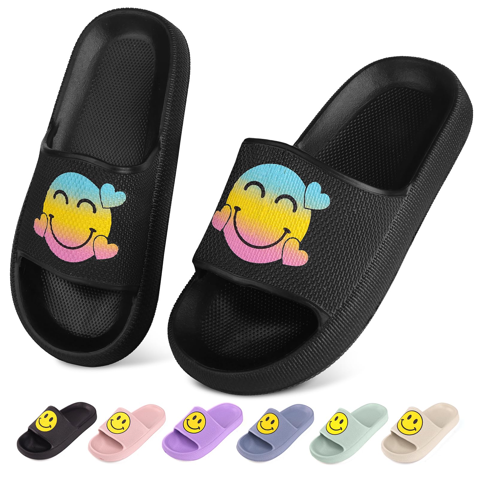 LIZICU Kids Cloud Slides丨Pillow Sandals for Boys Girls丨Quick Drying Bathroom Shower Sandals丨Summer Beach Pool Slippers| Thick Sole Non-Slip