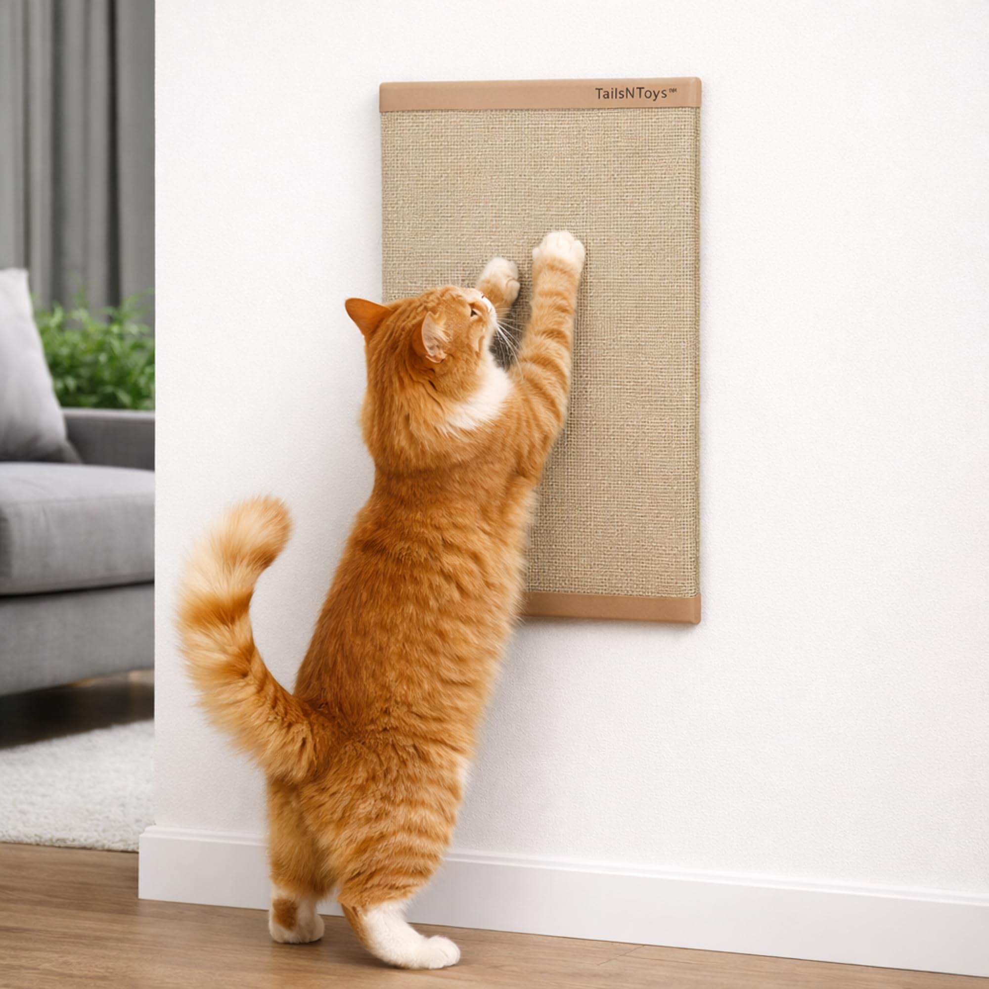 TailsNToys Scratch Pad for Cats, Wall-Mounted, Self-Adhesive, Handmade, Durable, The Ideal Solution for Your Cat Scratching & Excercise, Claw Friendly, Safe & Non-Toxic Cat Toy-image-40