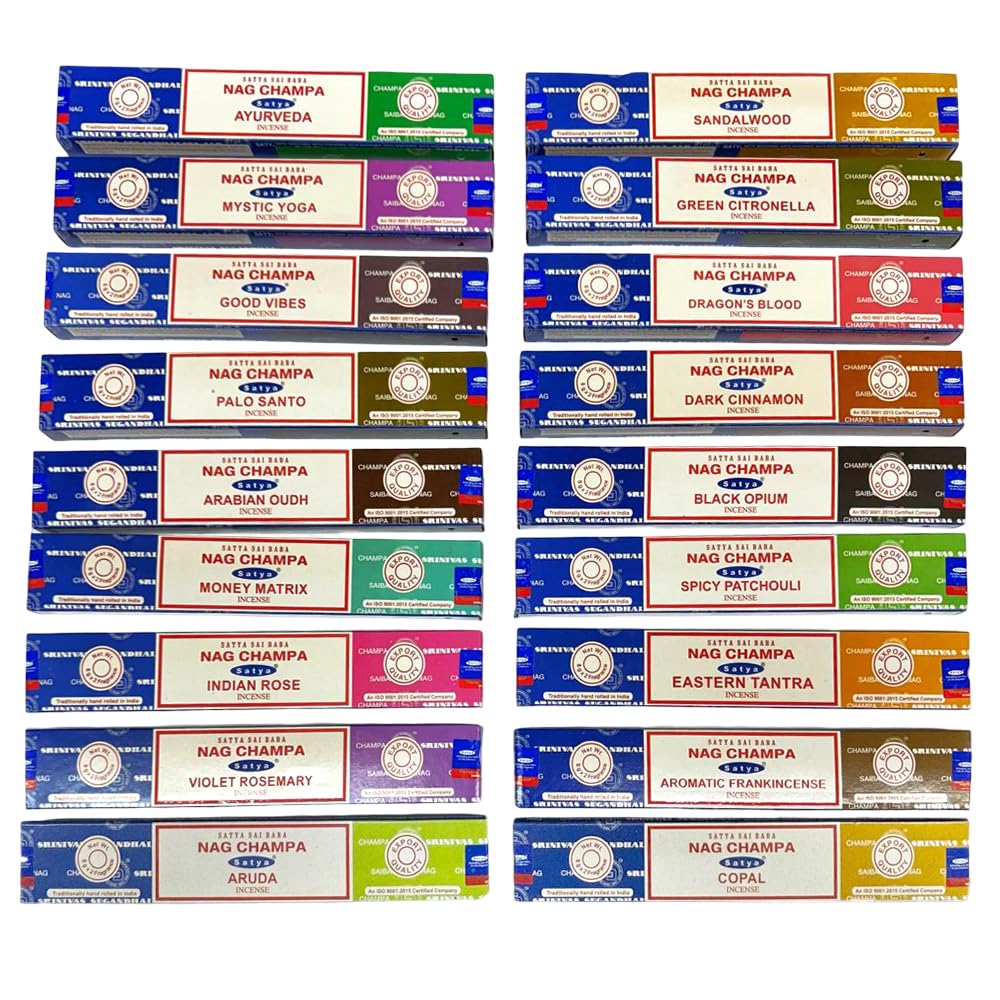 Satya Incense Sticks Combo - 12 Assorted 15g Packs | Authentic Nag Champa & Mixed Fragrances | Premium Joss Sticks for Relaxation, Meditation, Yoga & Home Ambience Sold By VR Angel