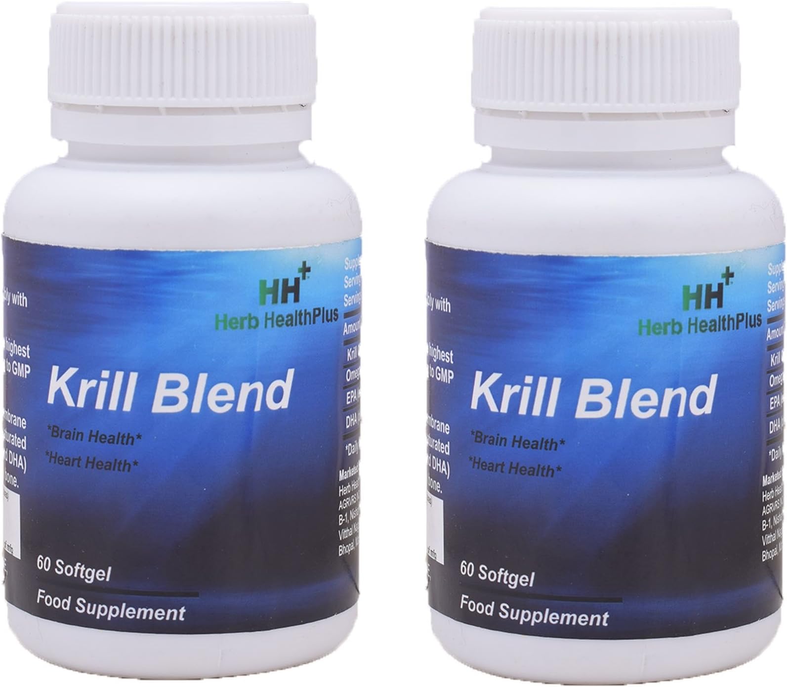 Herb HealthPlus Krill Blend Capsules (Pack of 2, 60 and 60 Softgels)