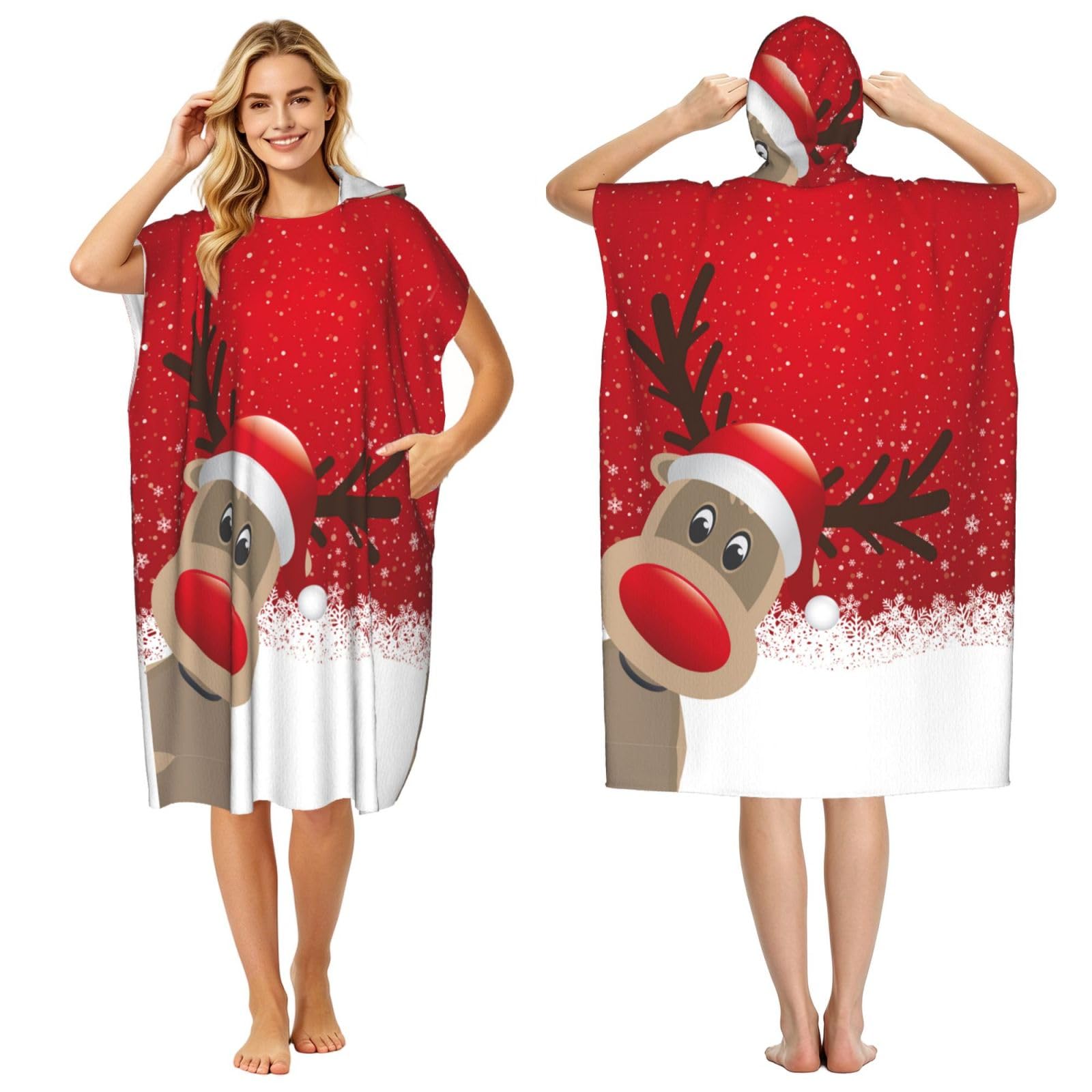 Peignoir à capuche de Noël idée cadeau pour adulte poncho de plage léger