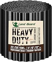 LandGuard Corrugated Metal Garden Edging 6"x50' - Durable Landscape Border for Flower Beds, Lawns & Gardens (Black)