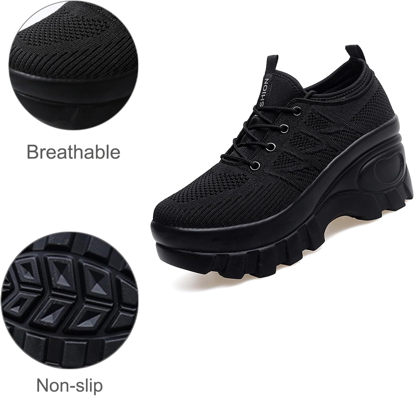Orthopedic Walking Shoes for Women Chunky Platform Comfort Wedge Walking Shoes for Women Non-Slip Breathable Slip-On Womens Trail Running Shoes - Image 4